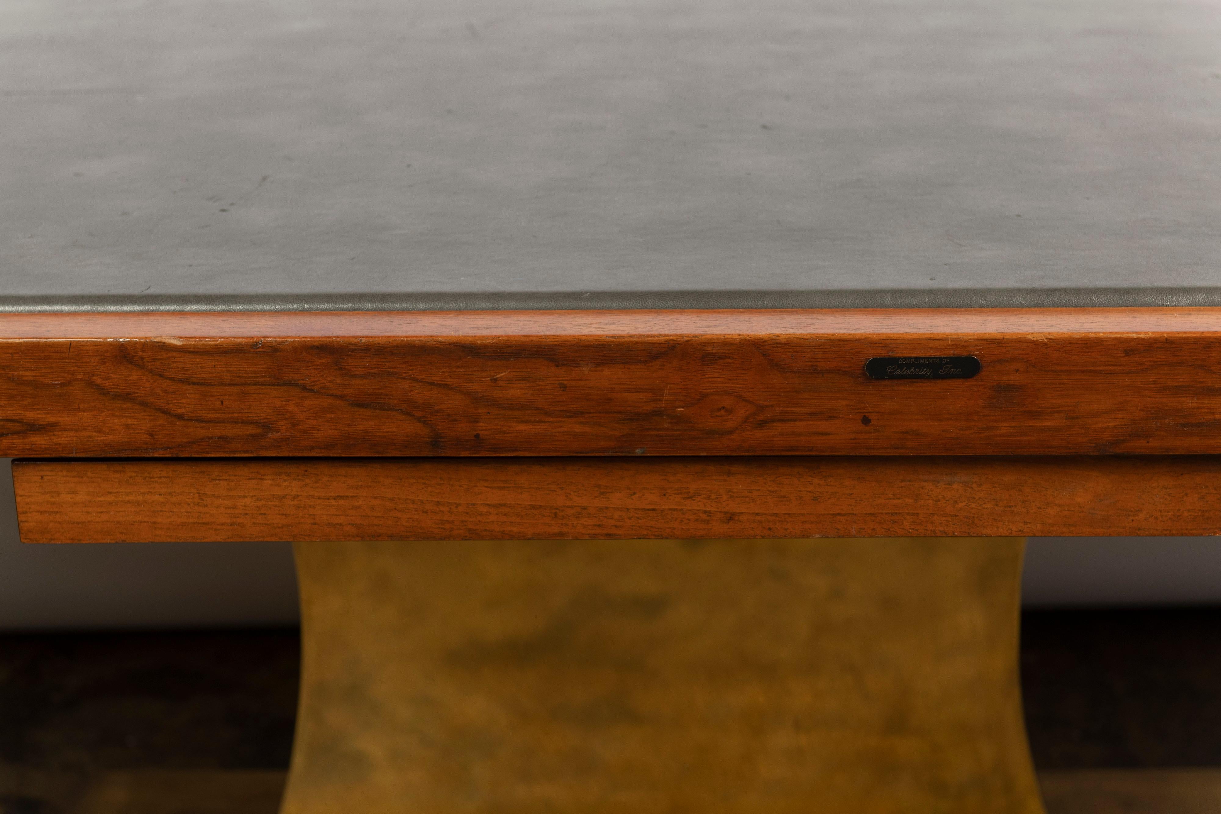 Harvey Probber Executive Pedestal Desk with Polished Walnut Top For Sale 13