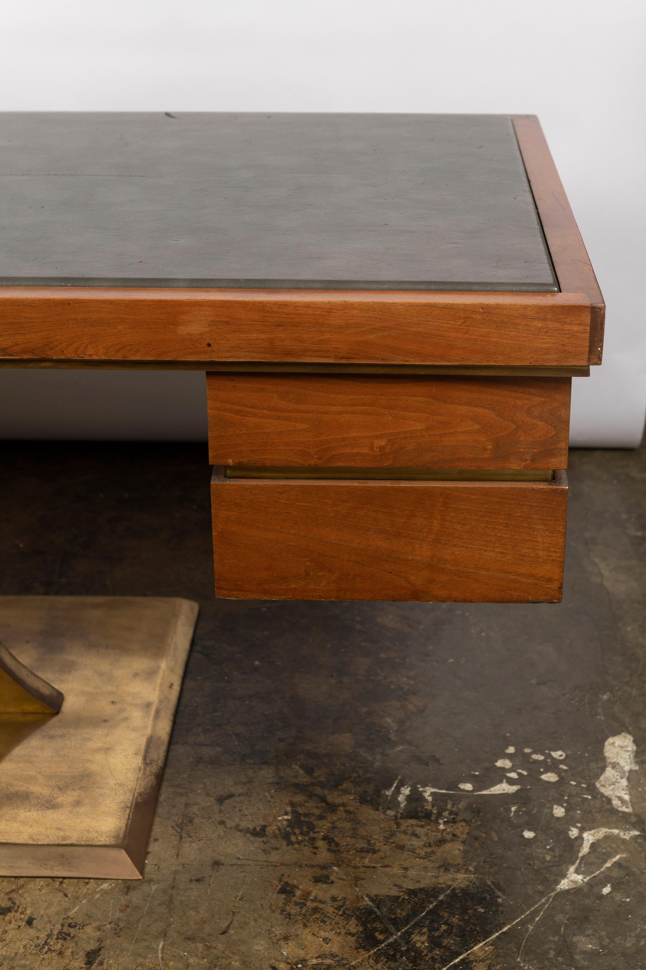 20th Century Harvey Probber Executive Pedestal Desk with Polished Walnut Top For Sale