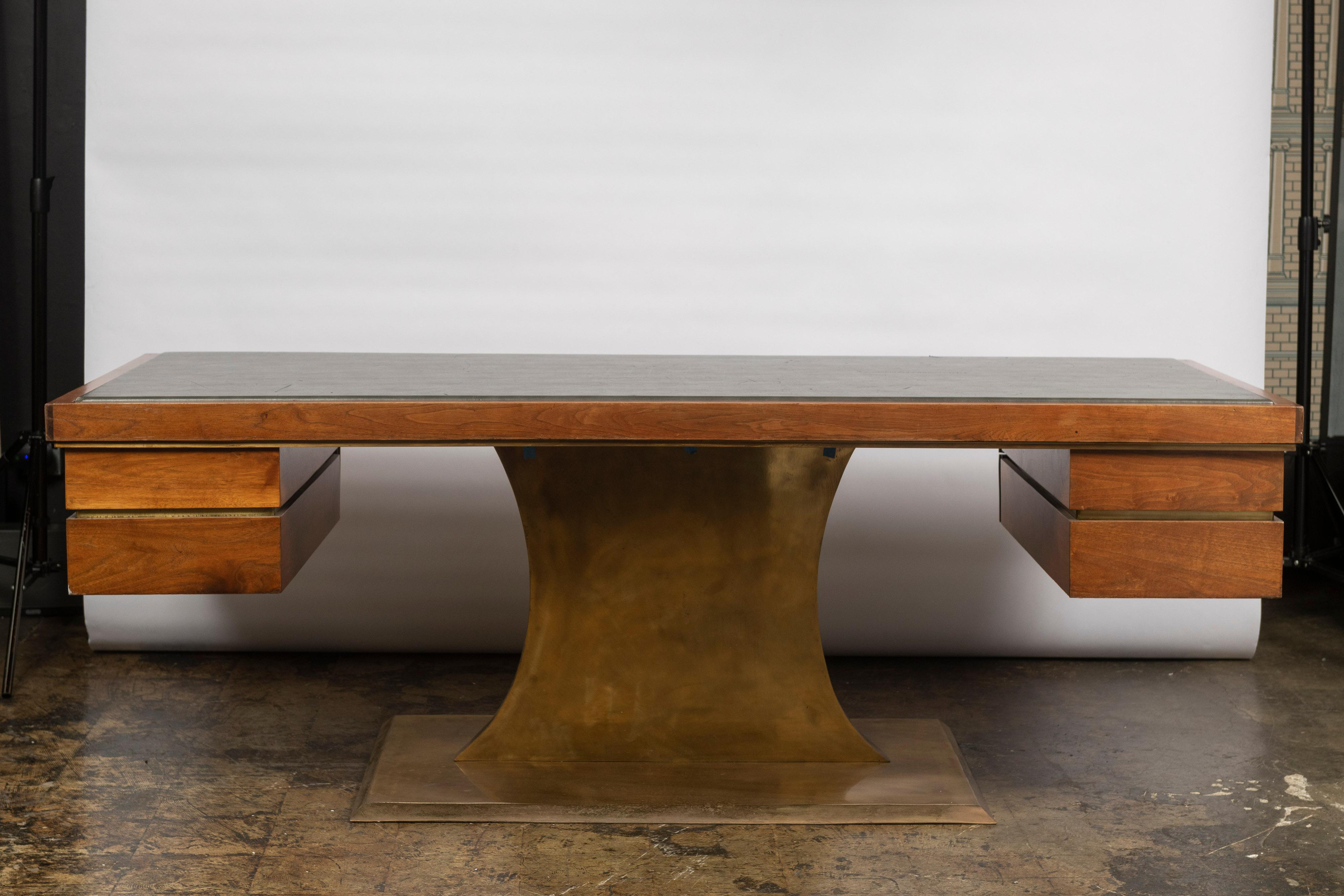 Harvey Probber Executive Pedestal Desk with Polished Walnut Top For Sale 1