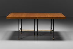 Harvey Probber Extendable Dining Table, Mahogany & Brass, Mid-Century