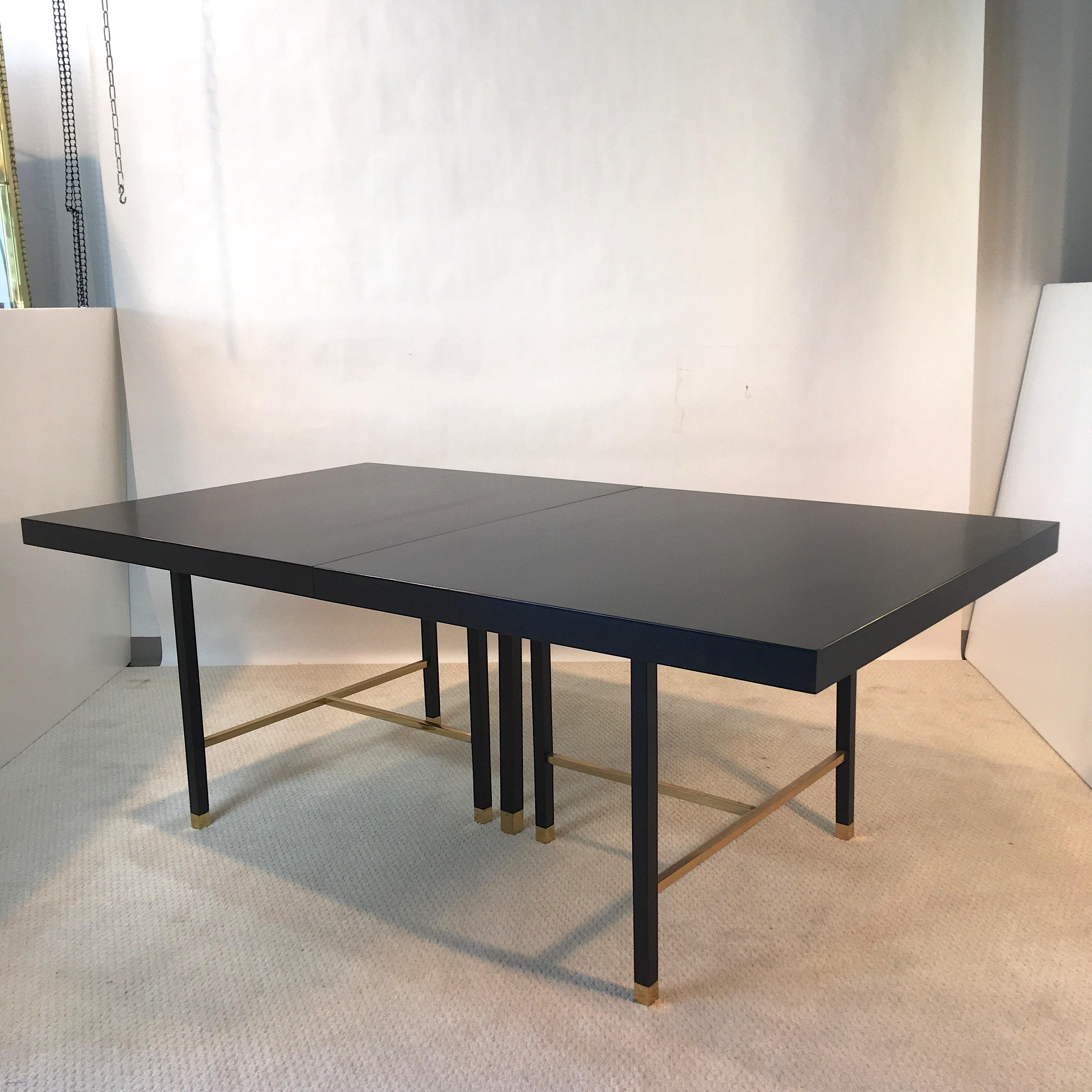 Harvey Probber Extendable Dining Table with Solid Brass Stretchers For Sale 5