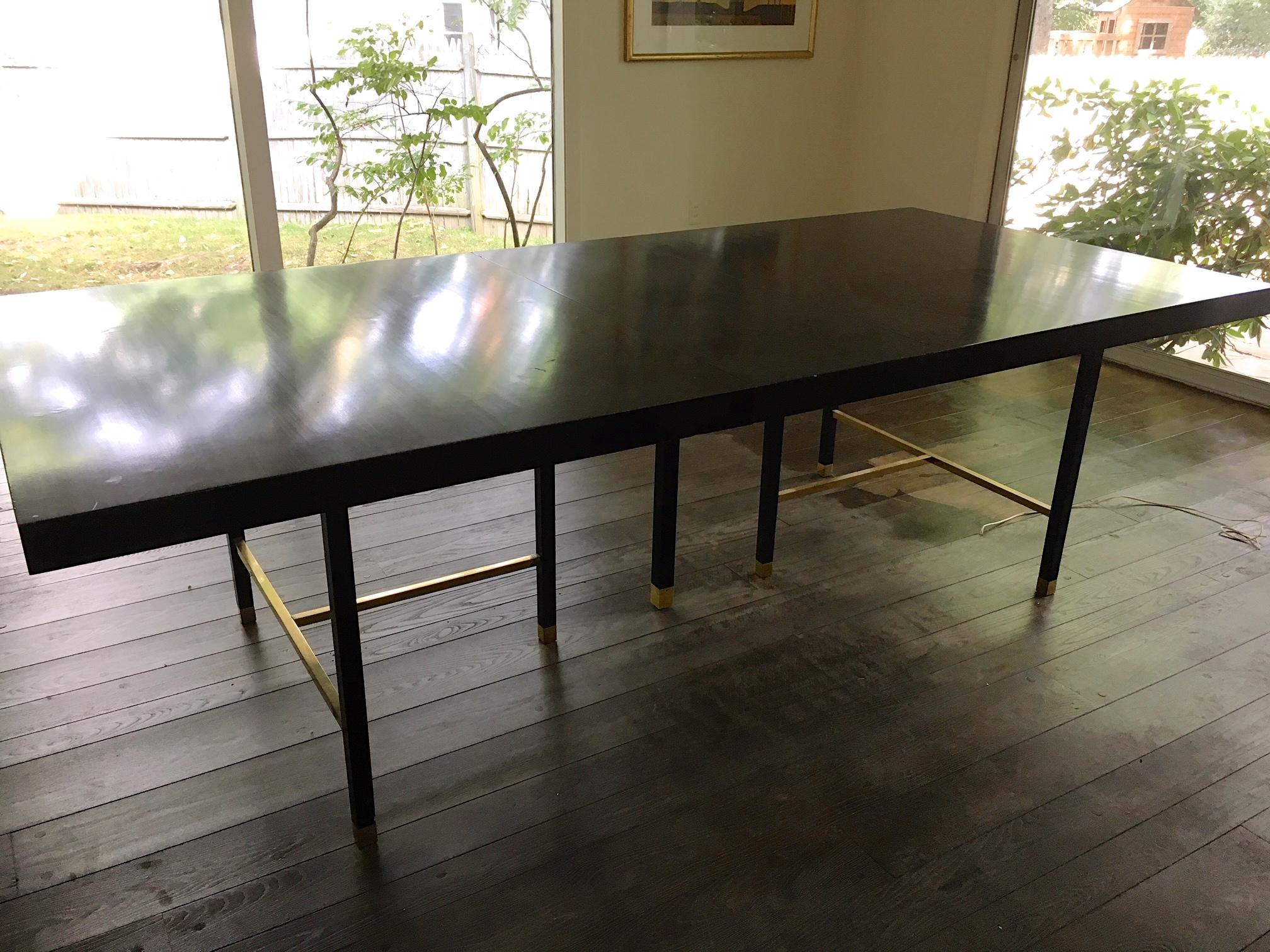 Harvey Probber Extendable Dining Table with Solid Brass Stretchers For Sale 6