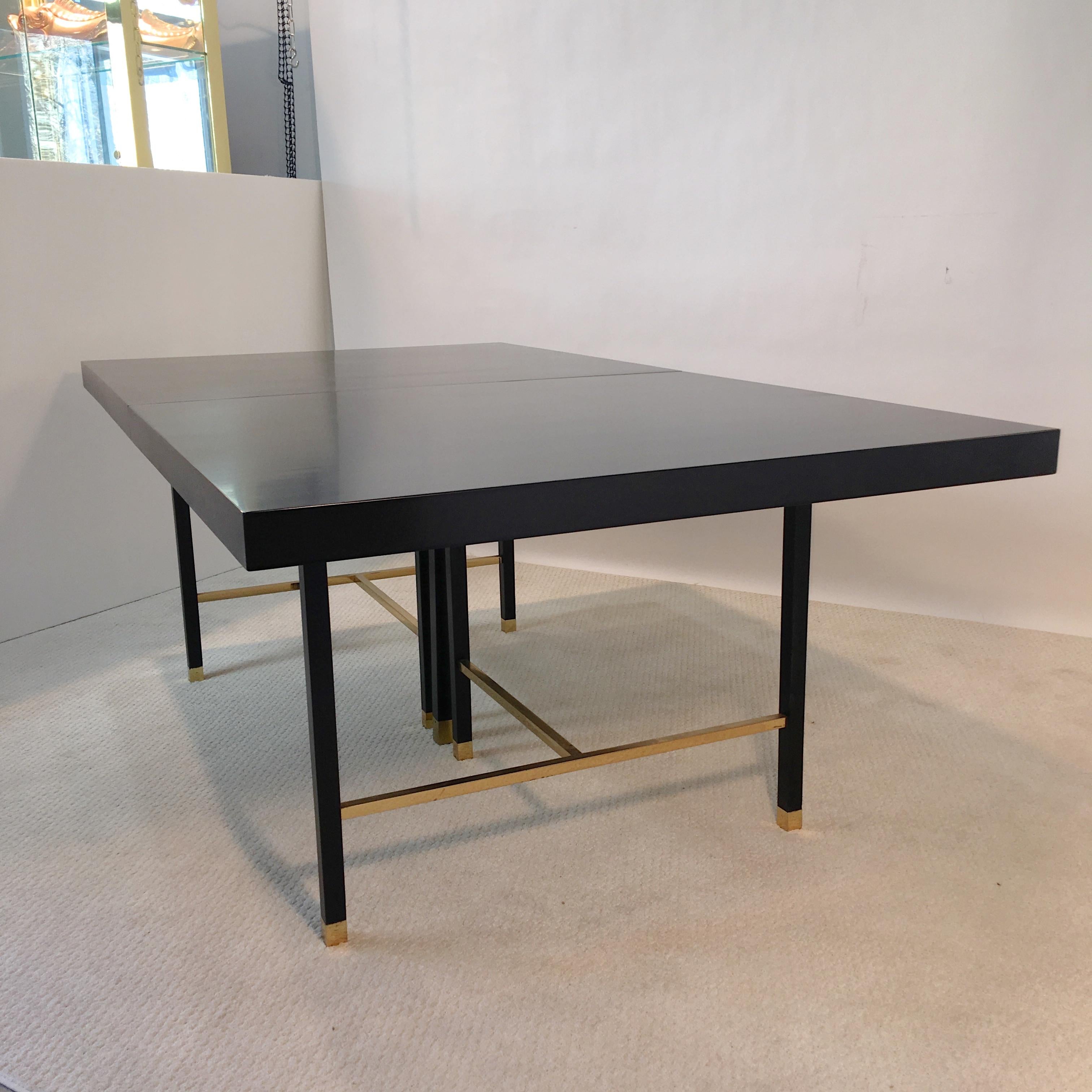 Harvey Probber Extendable Dining Table with Solid Brass Stretchers For Sale 7