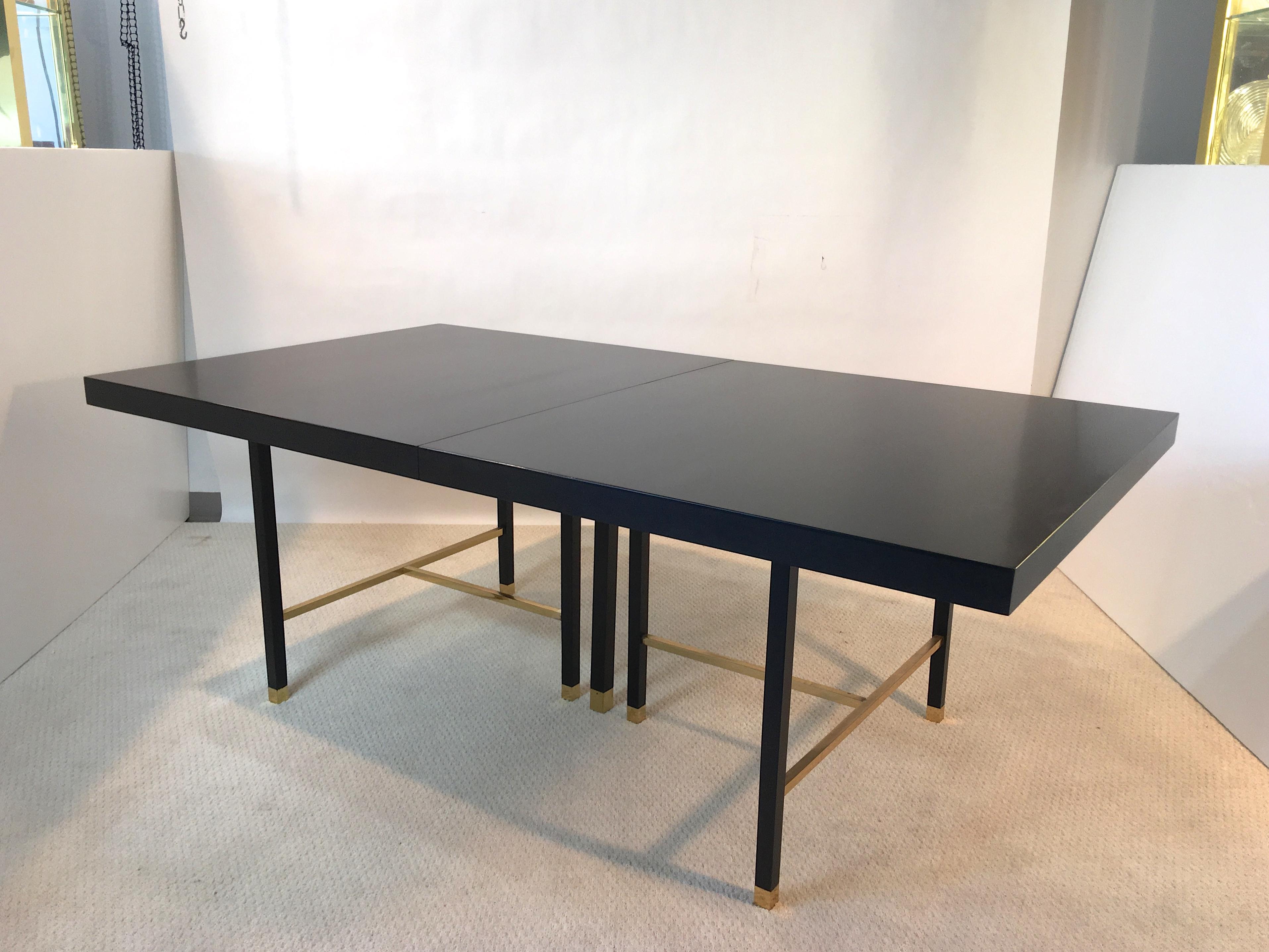 Harvey Probber Extendable Dining Table with Solid Brass Stretchers For Sale 9