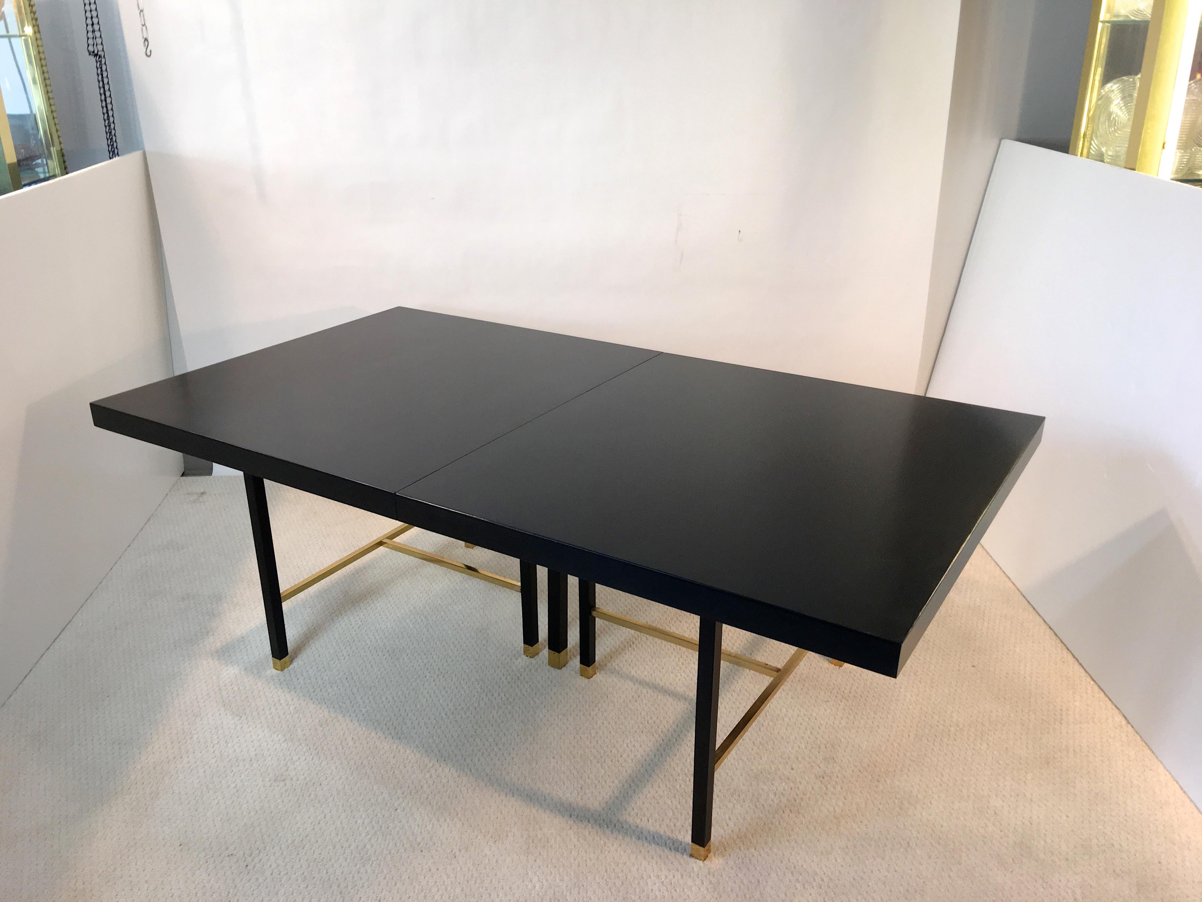 Harvey Probber Extendable Dining Table with Solid Brass Stretchers For Sale 10