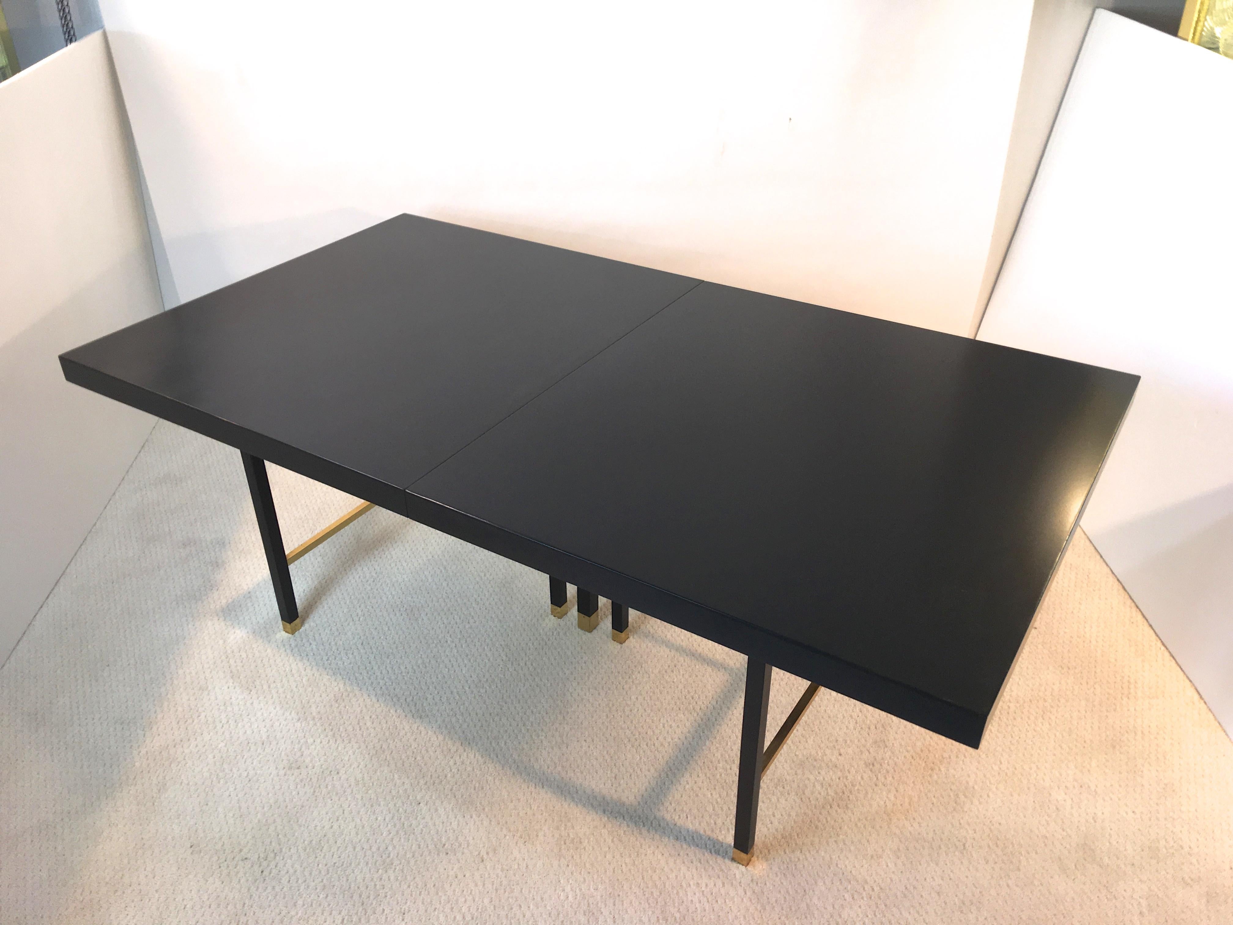 Harvey Probber Extendable Dining Table with Solid Brass Stretchers For Sale 11