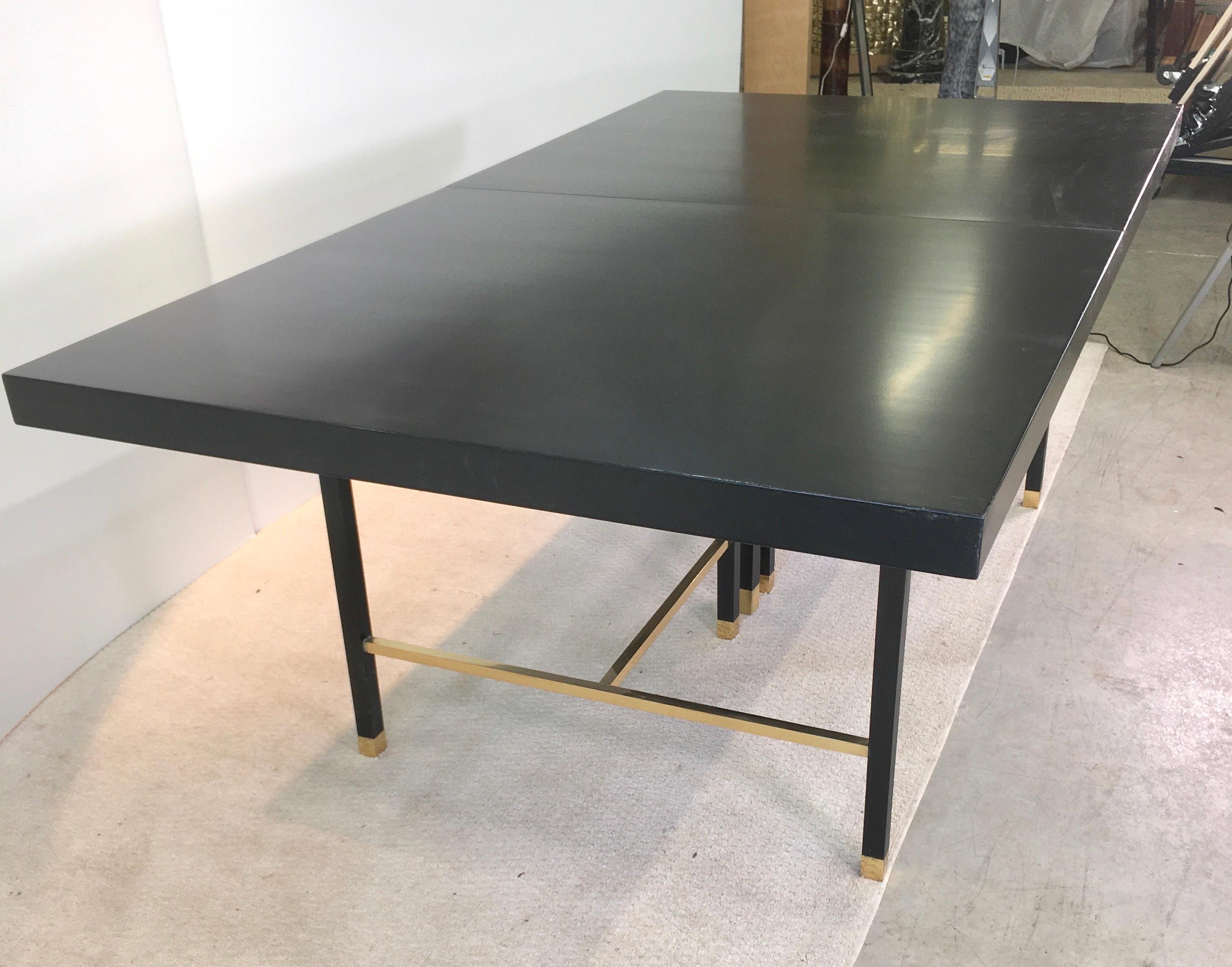 American Harvey Probber Extendable Dining Table with Solid Brass Stretchers For Sale