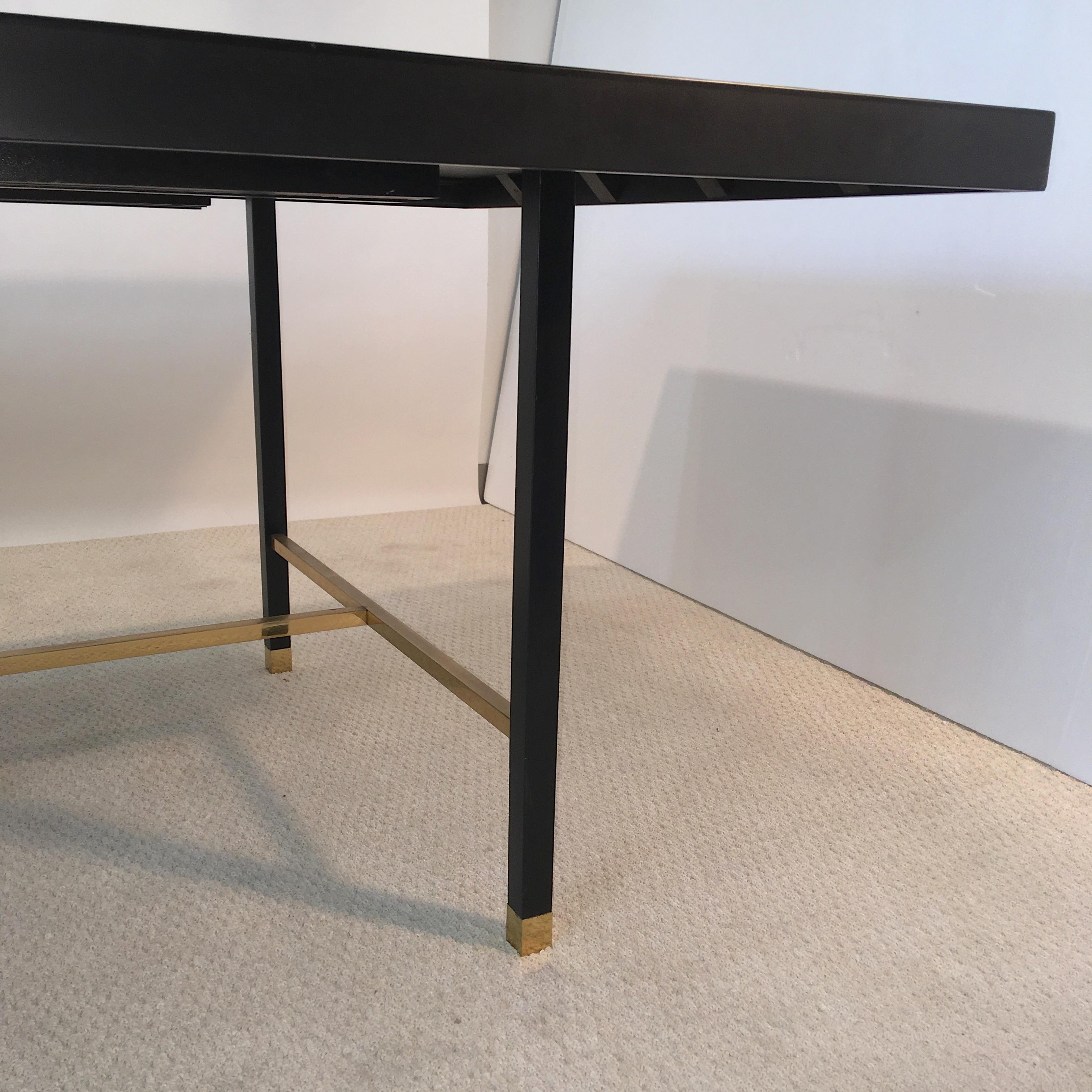 Mid-20th Century Harvey Probber Extendable Dining Table with Solid Brass Stretchers For Sale