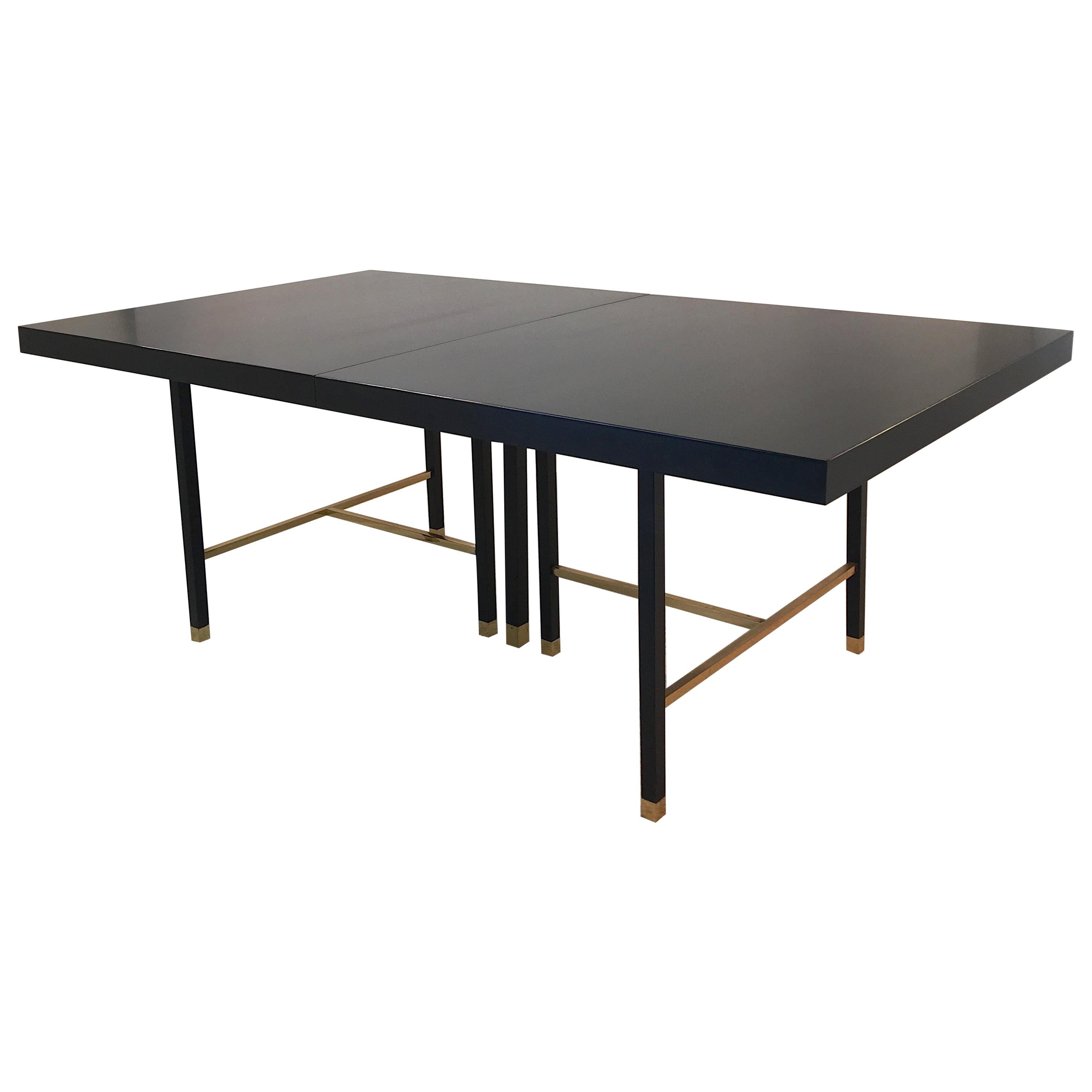 Harvey Probber Extendable Dining Table with Solid Brass Stretchers For Sale