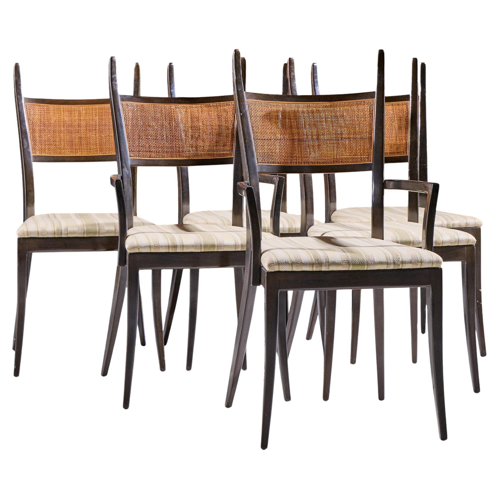 Harvey Probber Gazelle Mid Century Ebonized Mahogany Dining Chairs - Set of 6 For Sale