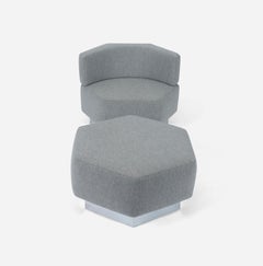 Harvey Probber Geometrischer Loungesessel mit Ottomane