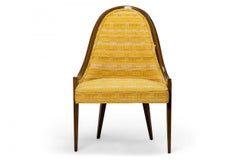 Harvey Probber 'Gondola' Mahogany and Gold Woven Upholstery Pull Up Side Chair