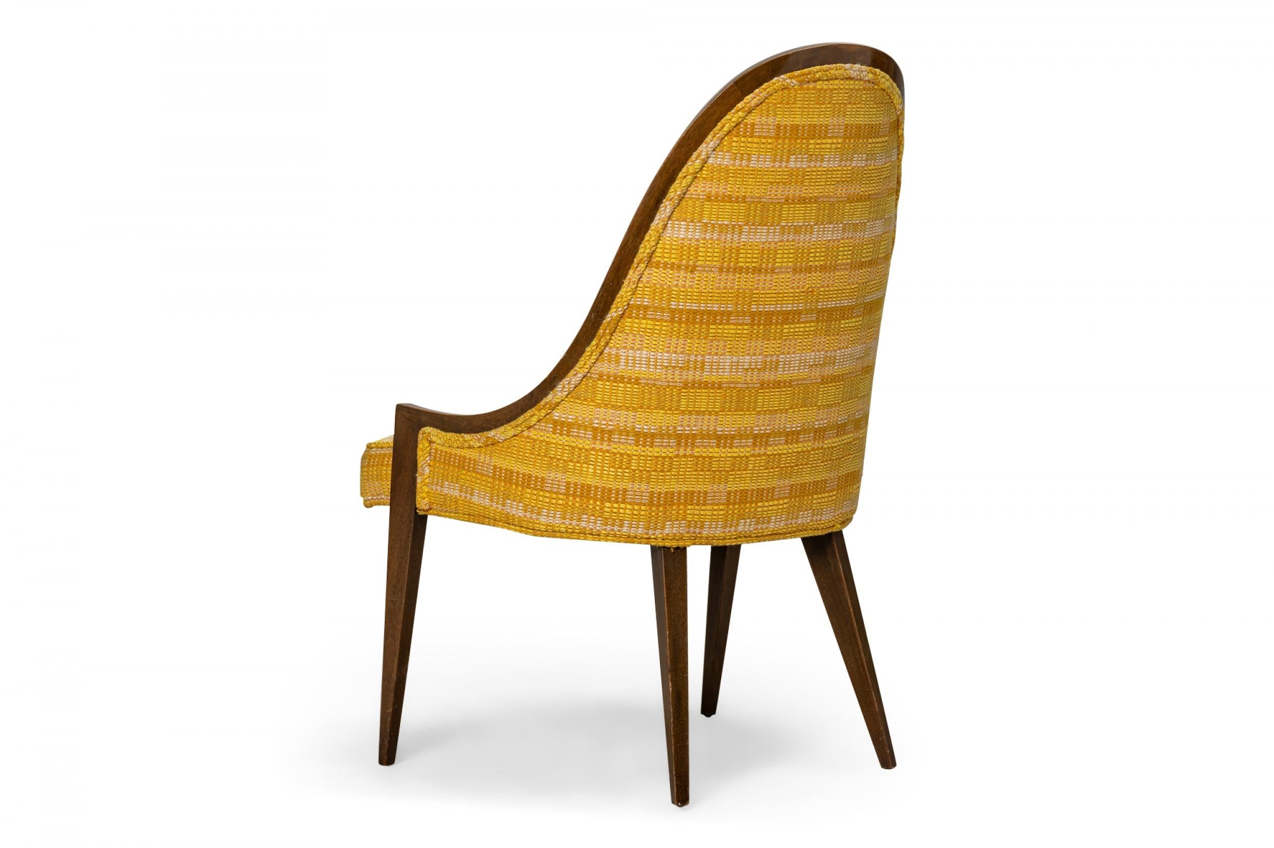 Mid-Century Modern Harvey Probber 'Gondola' Mahogany and Gold Woven Upholstery Pull Up Side Chair For Sale