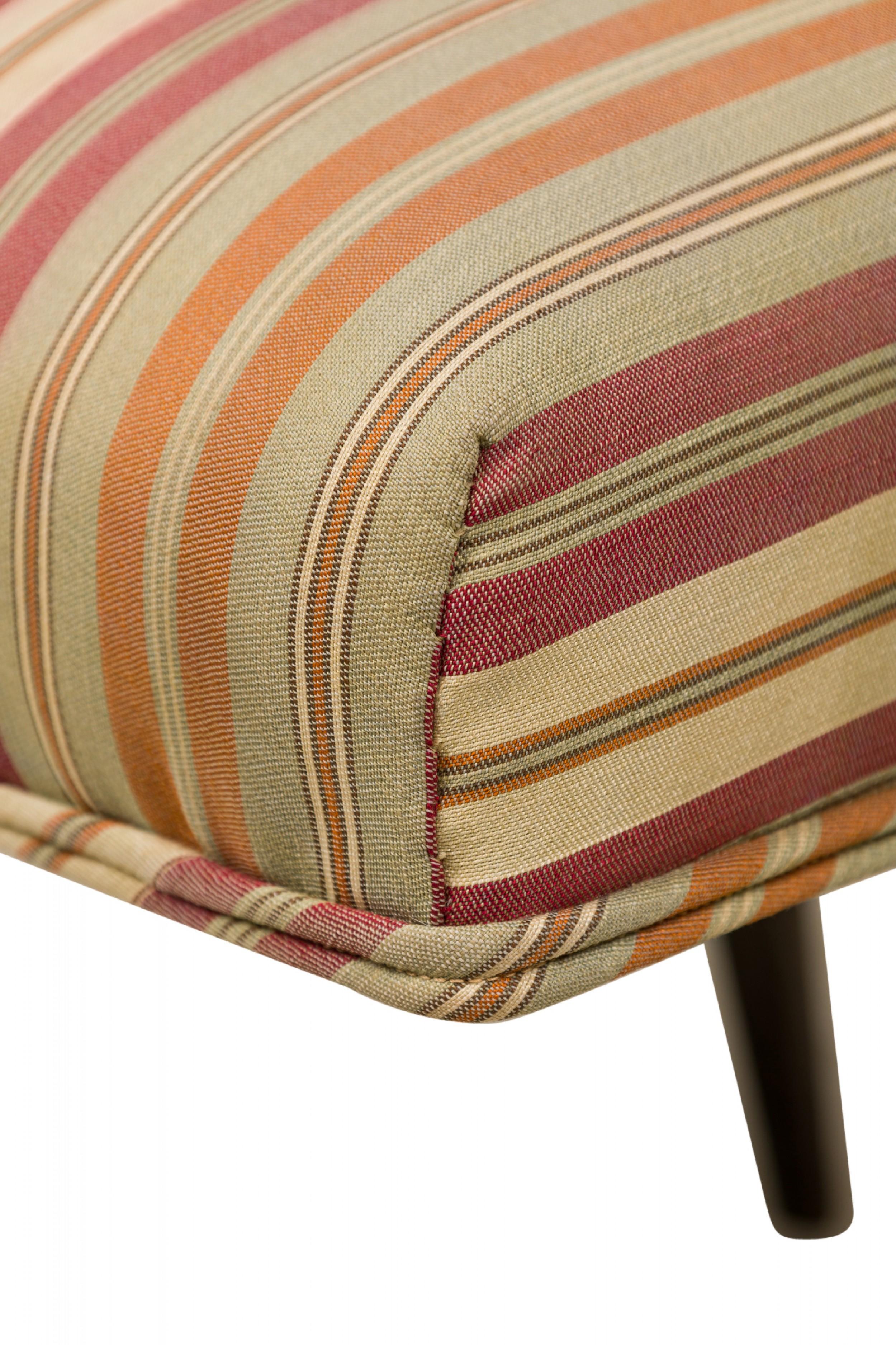 Harvey Probber 'Gondola' Wood and Striped Upholstery Side Chair For Sale 3