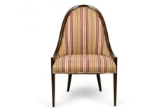 Harvey Probber 'Gondola' Wood and Striped Upholstery Side Chair