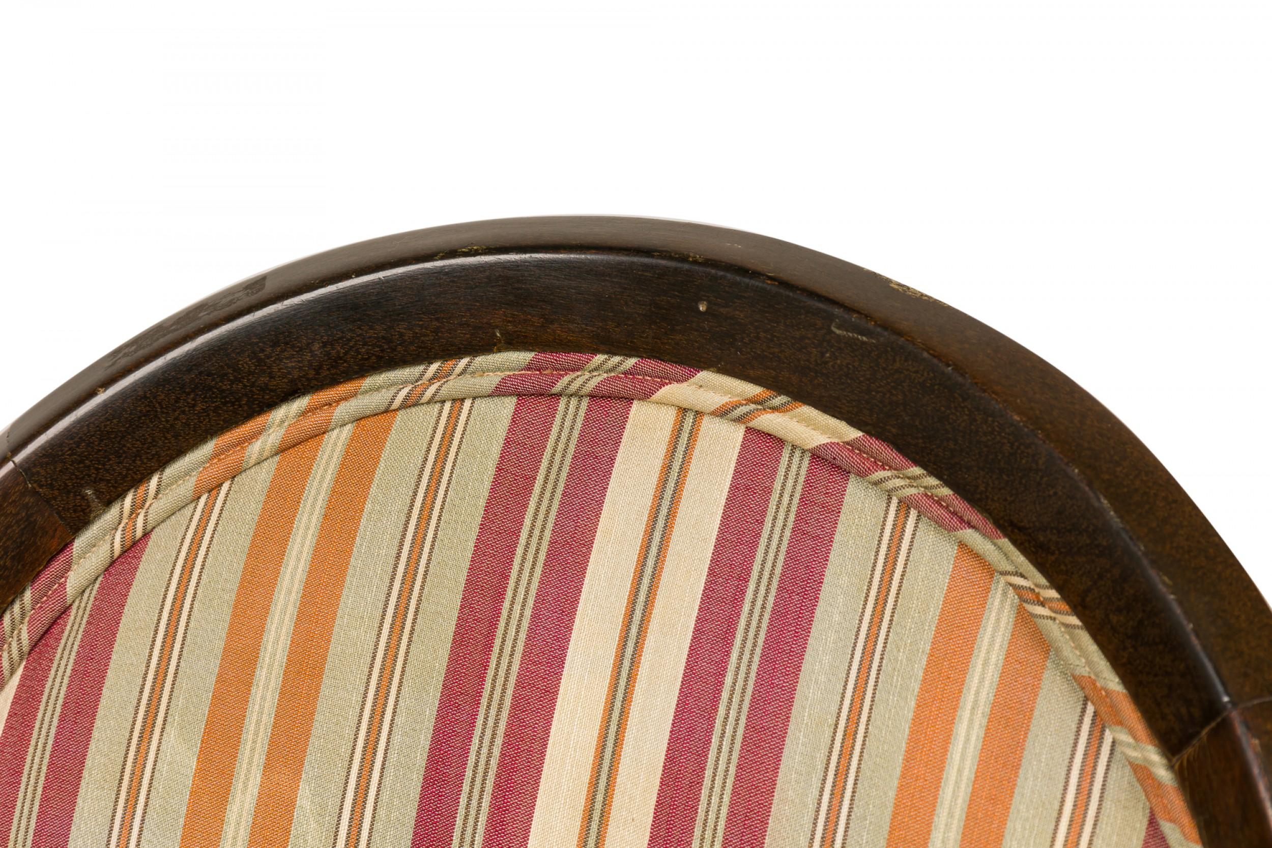 20th Century Harvey Probber 'Gondola' Wood and Striped Upholstery Side Chair For Sale