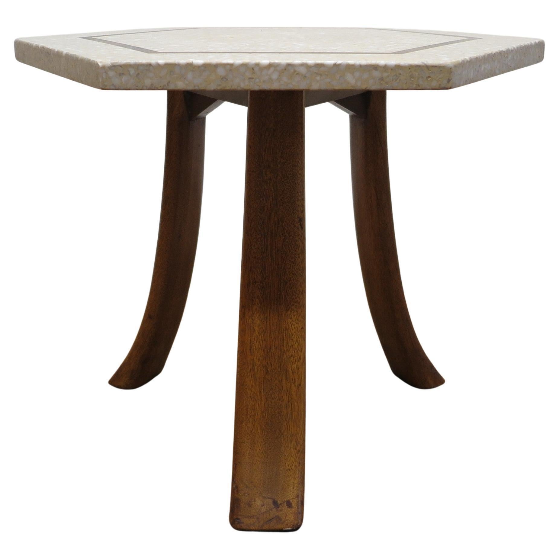 Mid-Century Modern Harvey Probber Hexagon Terrazzo Side Table For Sale
