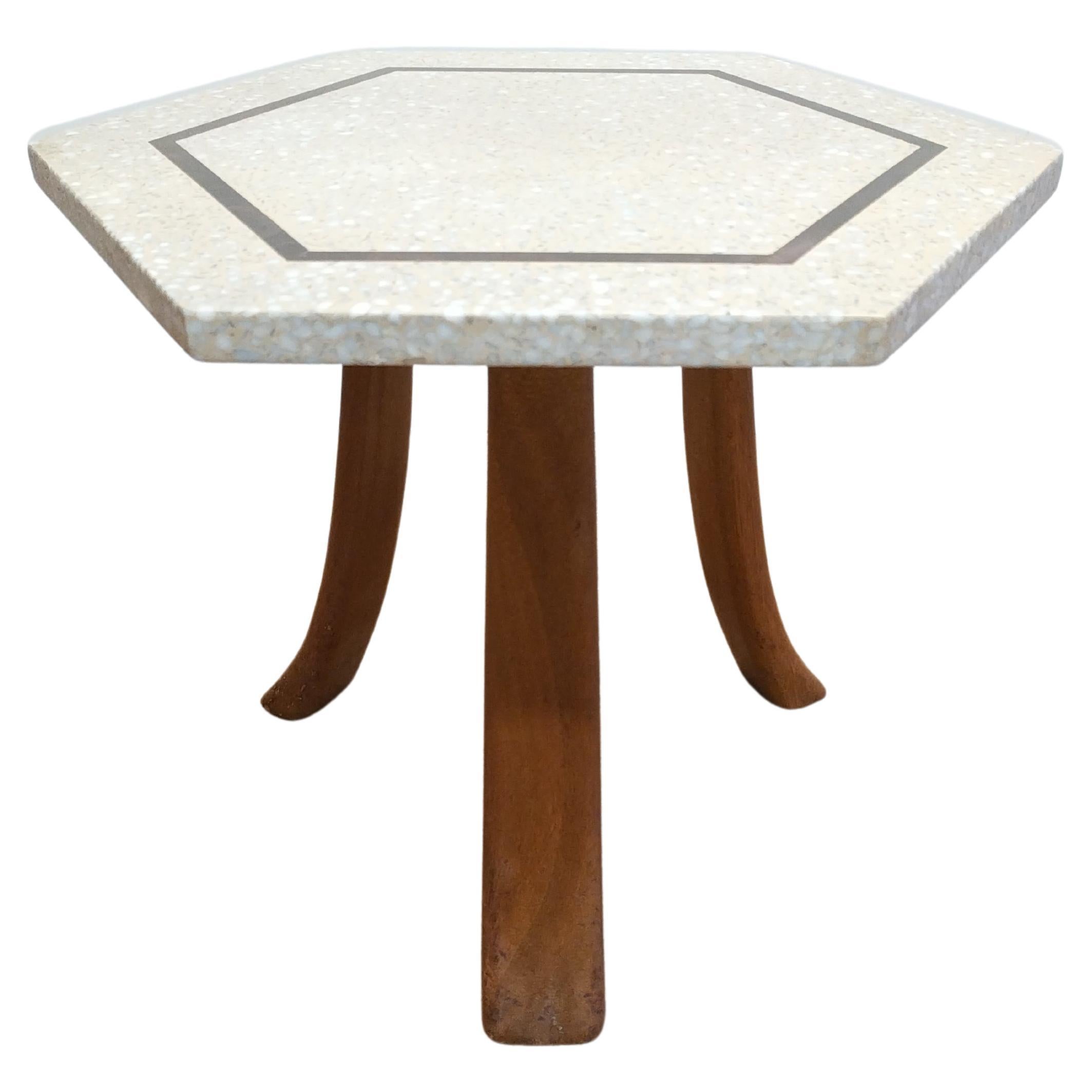 Harvey Probber Mesa auxiliar hexagonal de terrazo