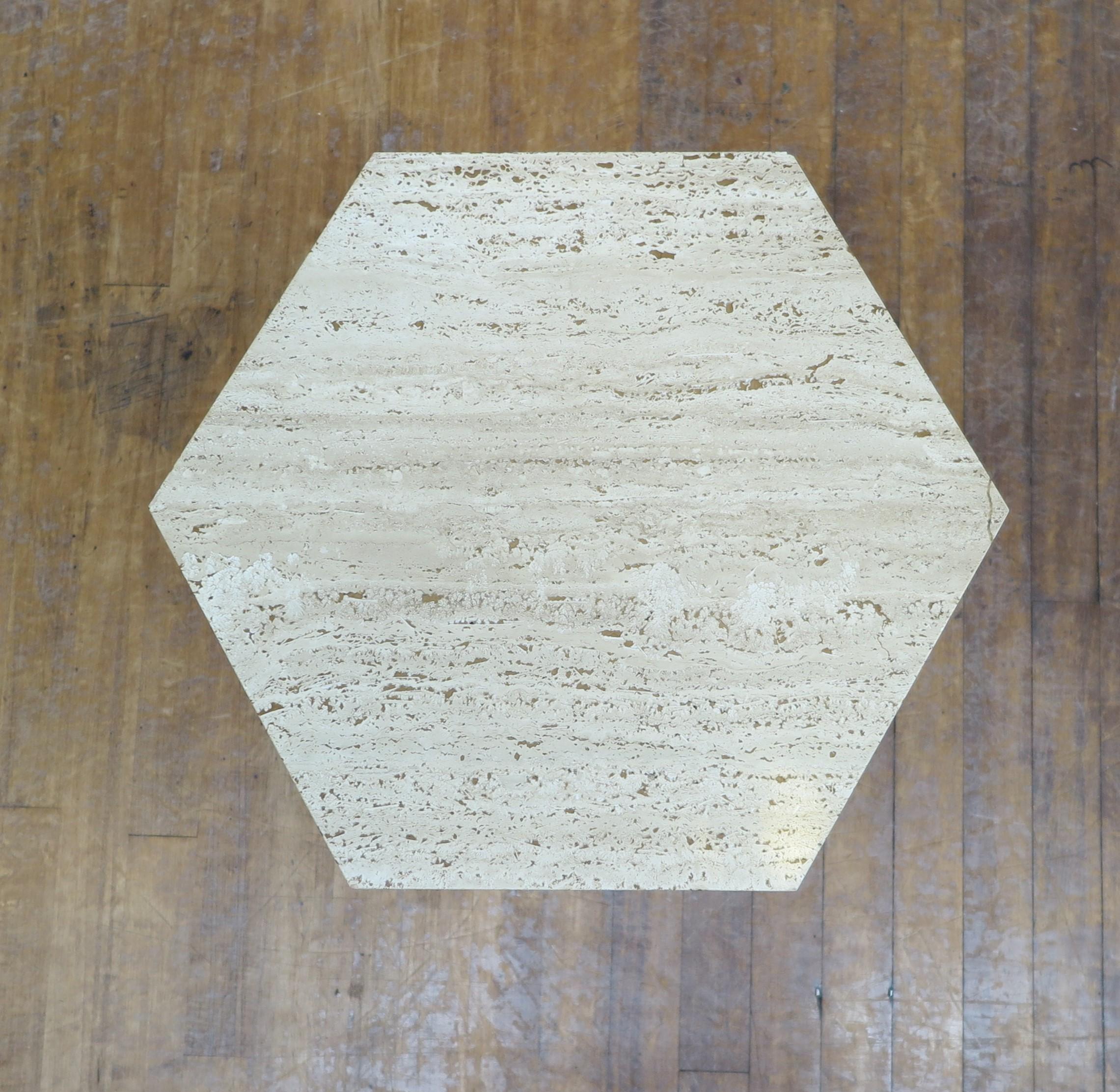 Mid-Century Modern Harvey Probber Hexagon Travertine Side Table