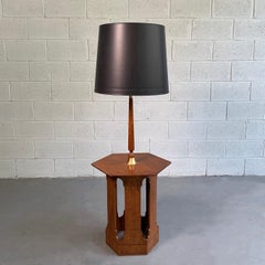 Harvey Probber Style Hexagonal Floor Lamp Side Table