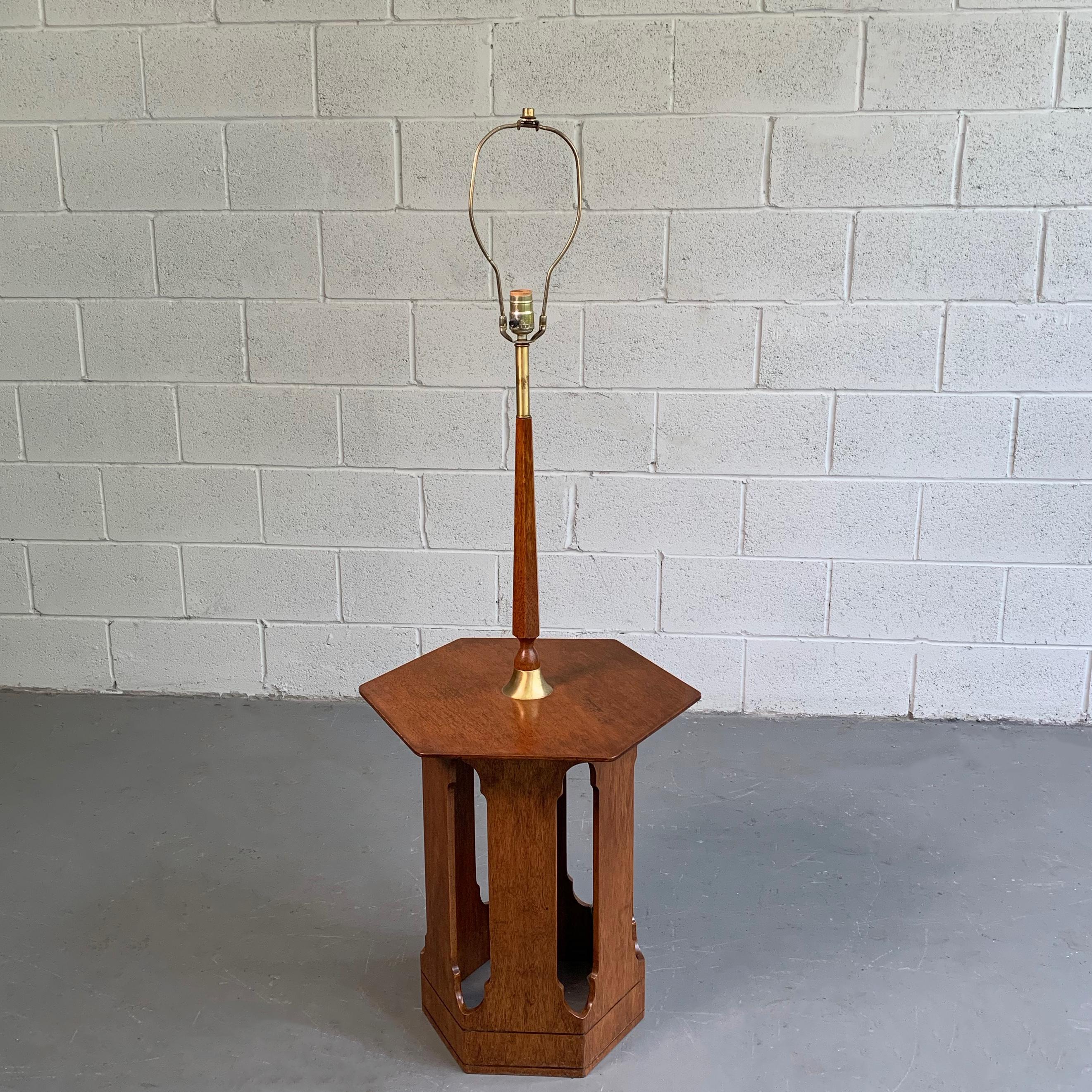 Mid-Century Modern Harvey Probber Style Hexagonal Floor Lamp Side Table For Sale