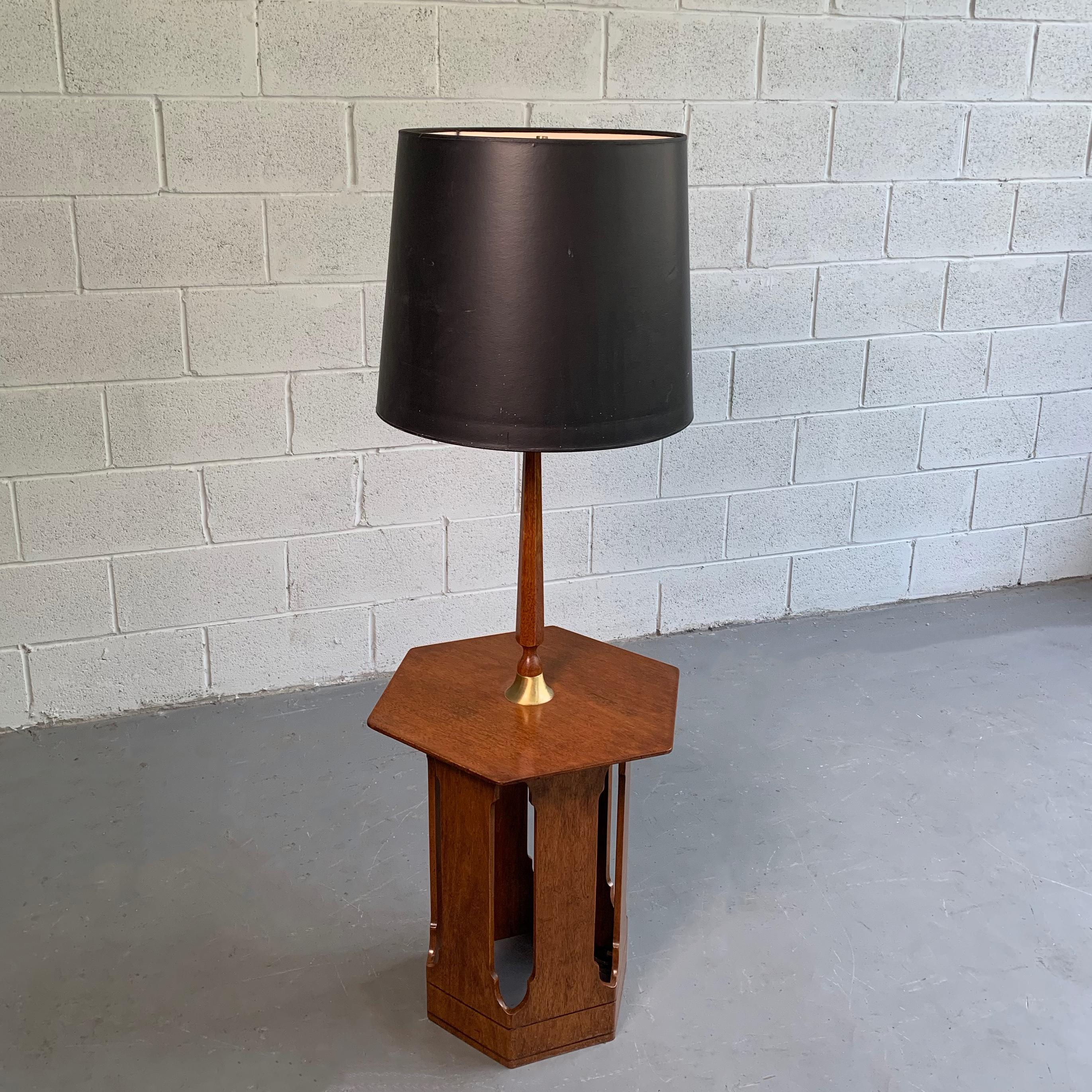 American Harvey Probber Style Hexagonal Floor Lamp Side Table For Sale