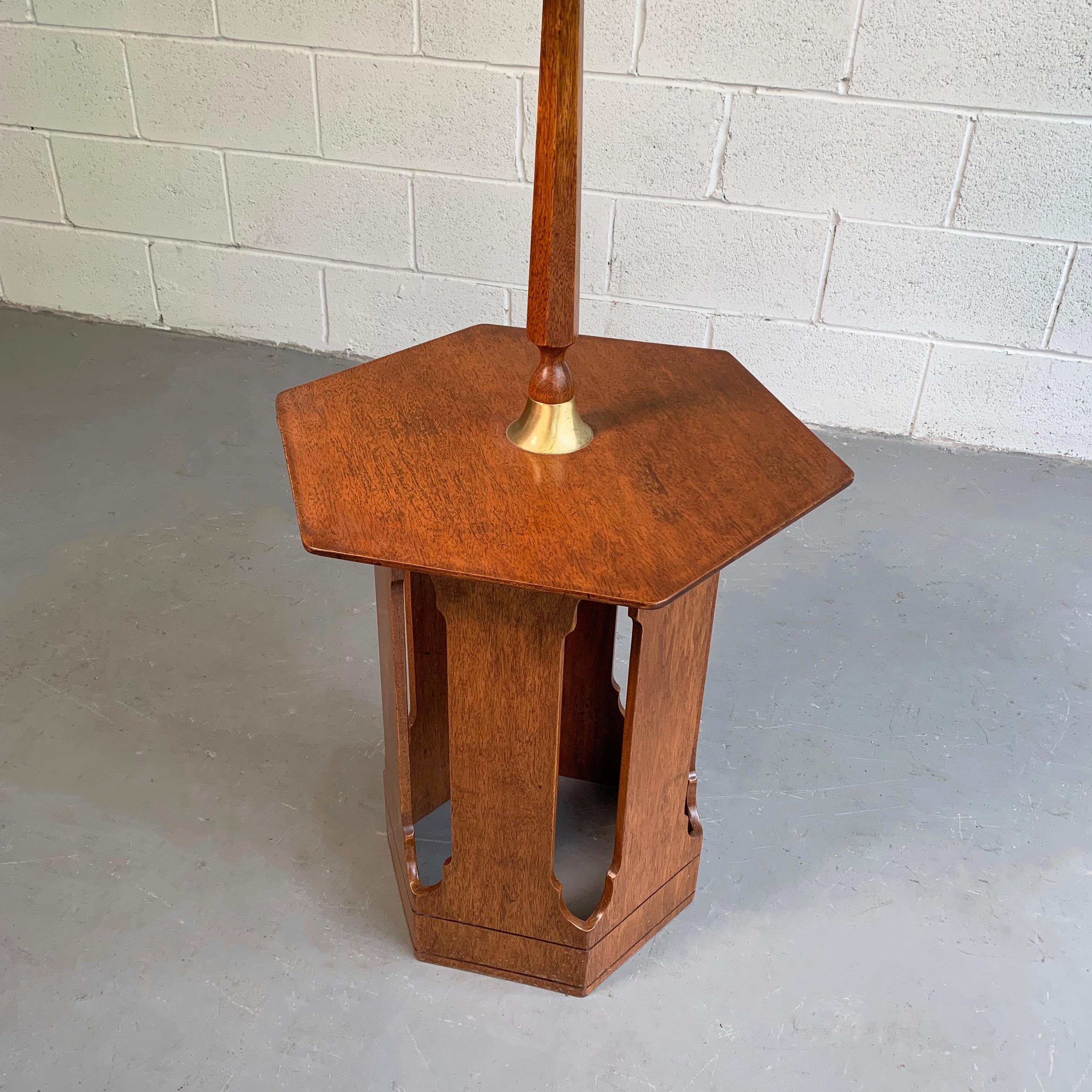 Harvey Probber Style Hexagonal Floor Lamp Side Table In Good Condition For Sale In Brooklyn, NY