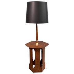 Harvey Probber Style Hexagonal Floor Lamp Side Table