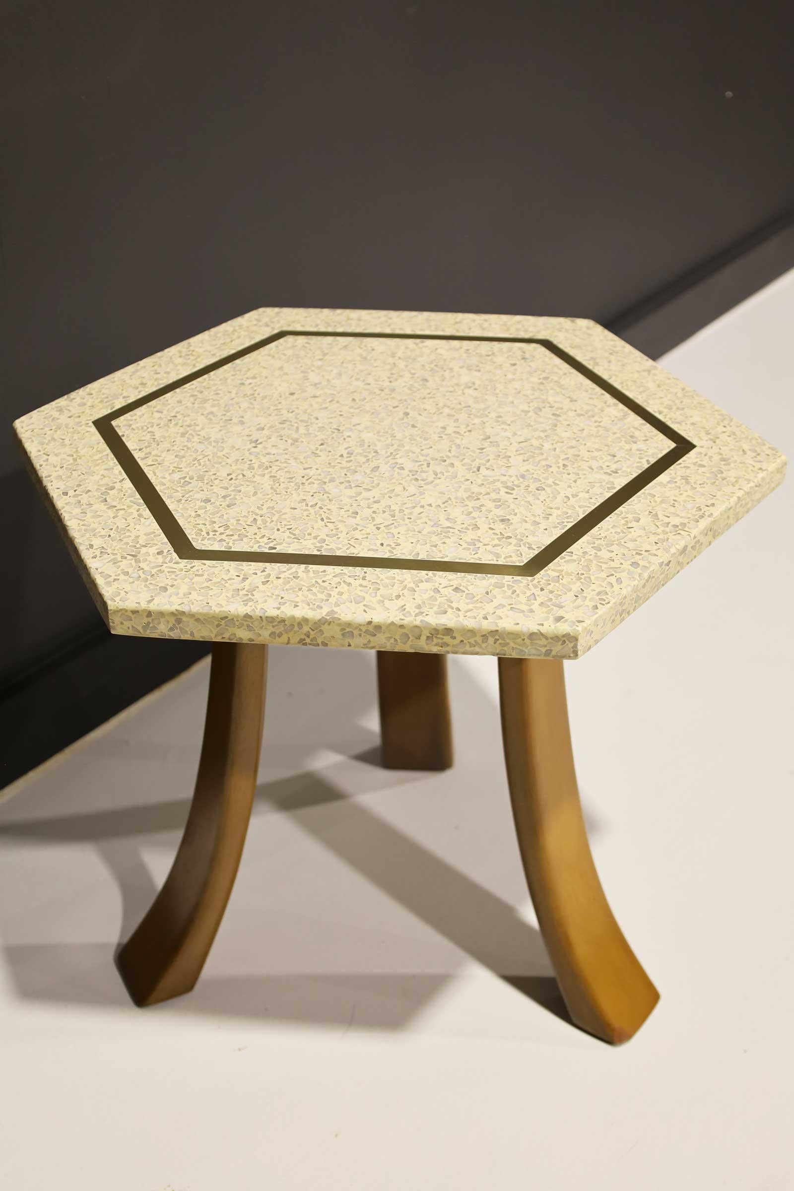 Mid-Century Modern Harvey Probber Hexagonal Terrazzo Side Table For Sale