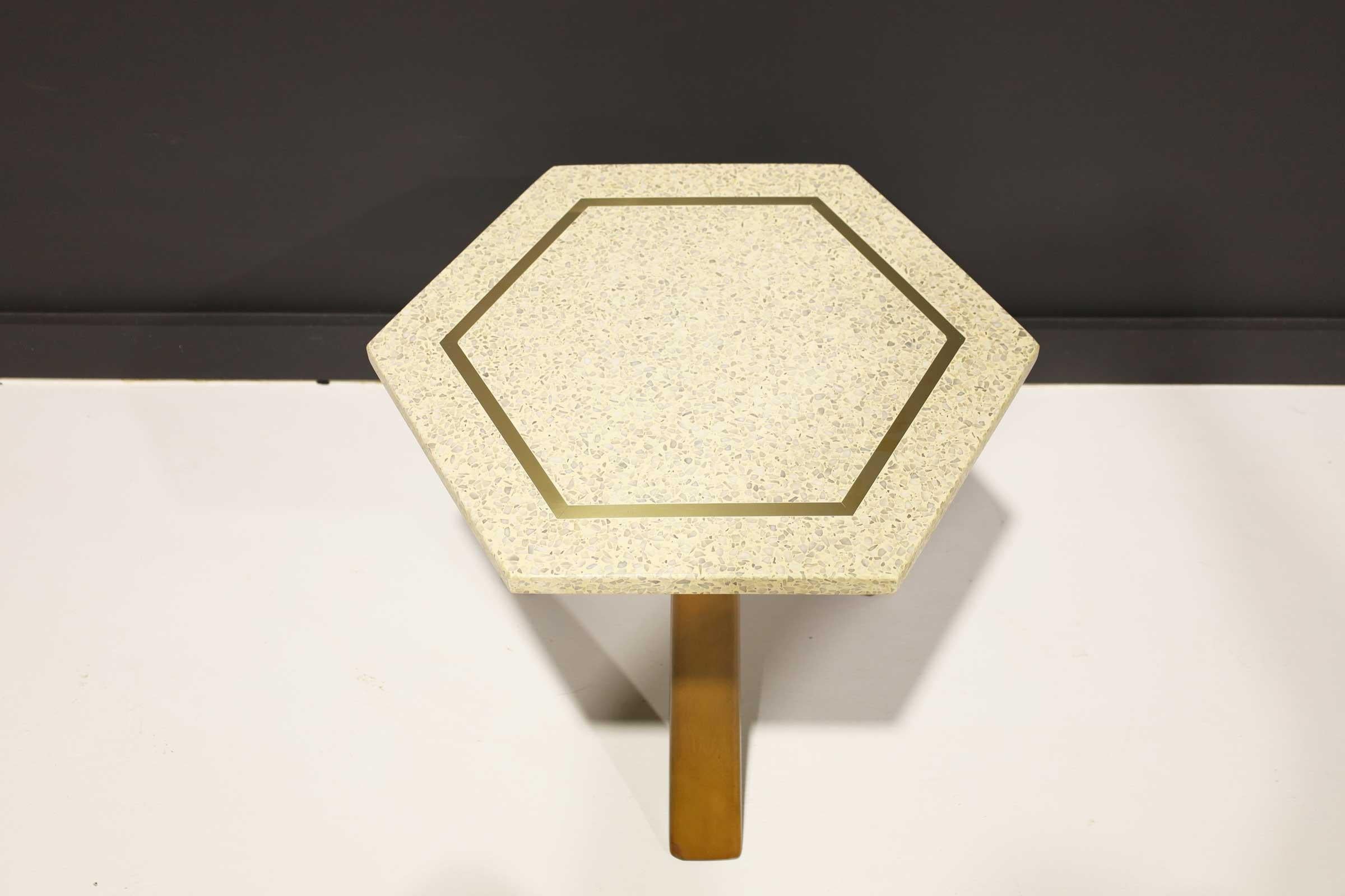 Harvey Probber Hexagonal Terrazzo Side Table In Good Condition For Sale In Dallas, TX