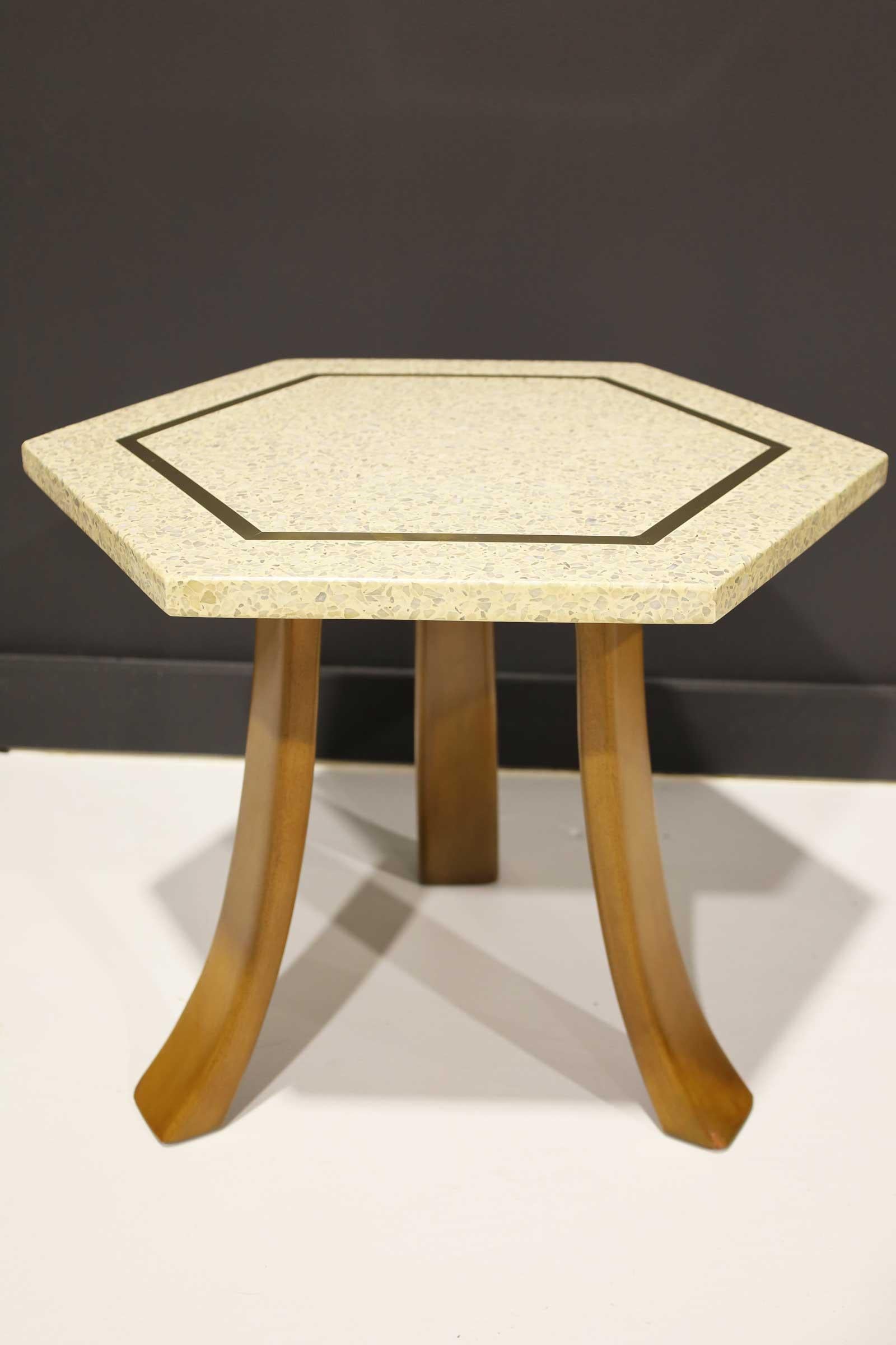 20th Century Harvey Probber Hexagonal Terrazzo Side Table For Sale