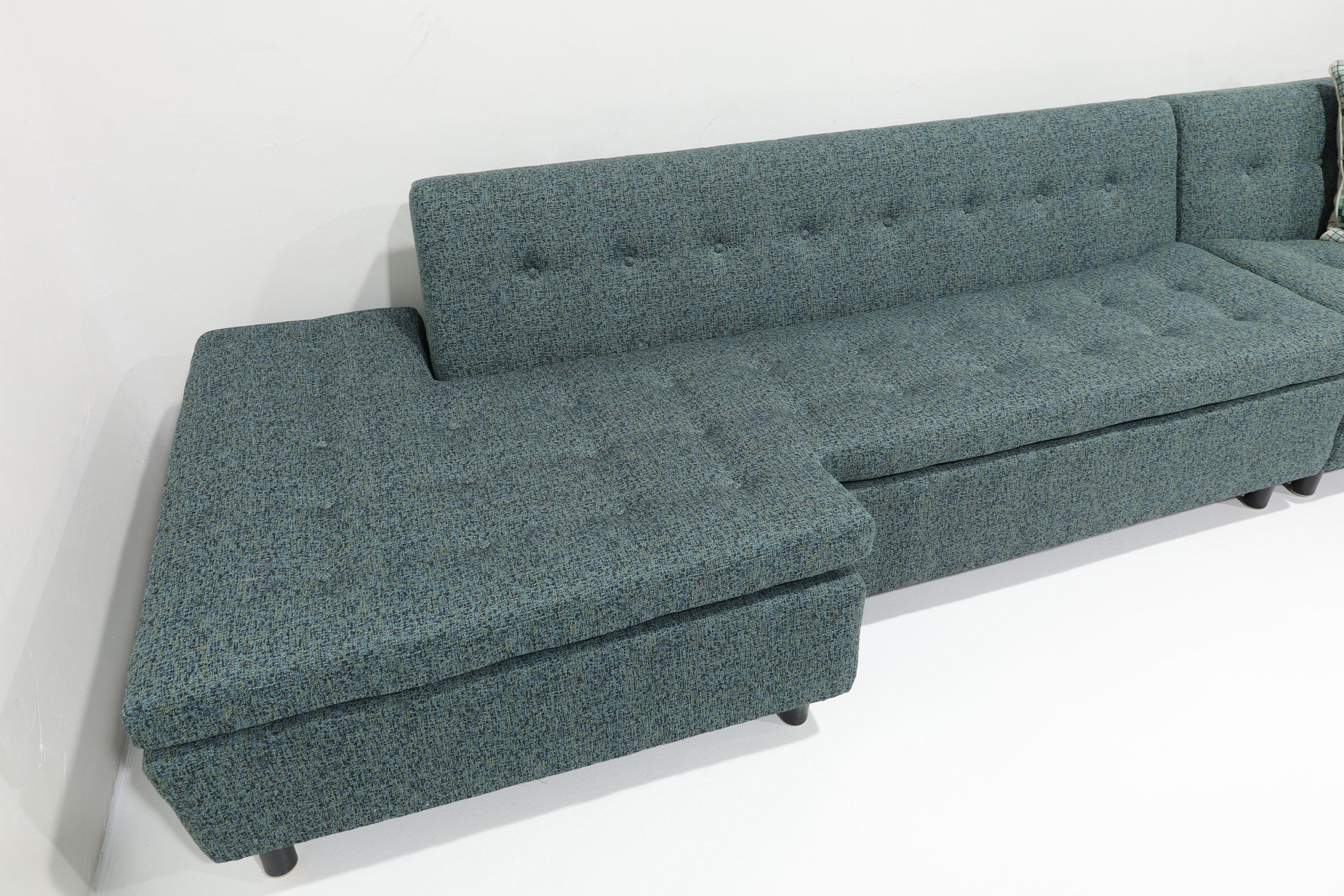 American Harvey Probber Iconic Architectural Angle Sofa in Wool Upholstery For Sale