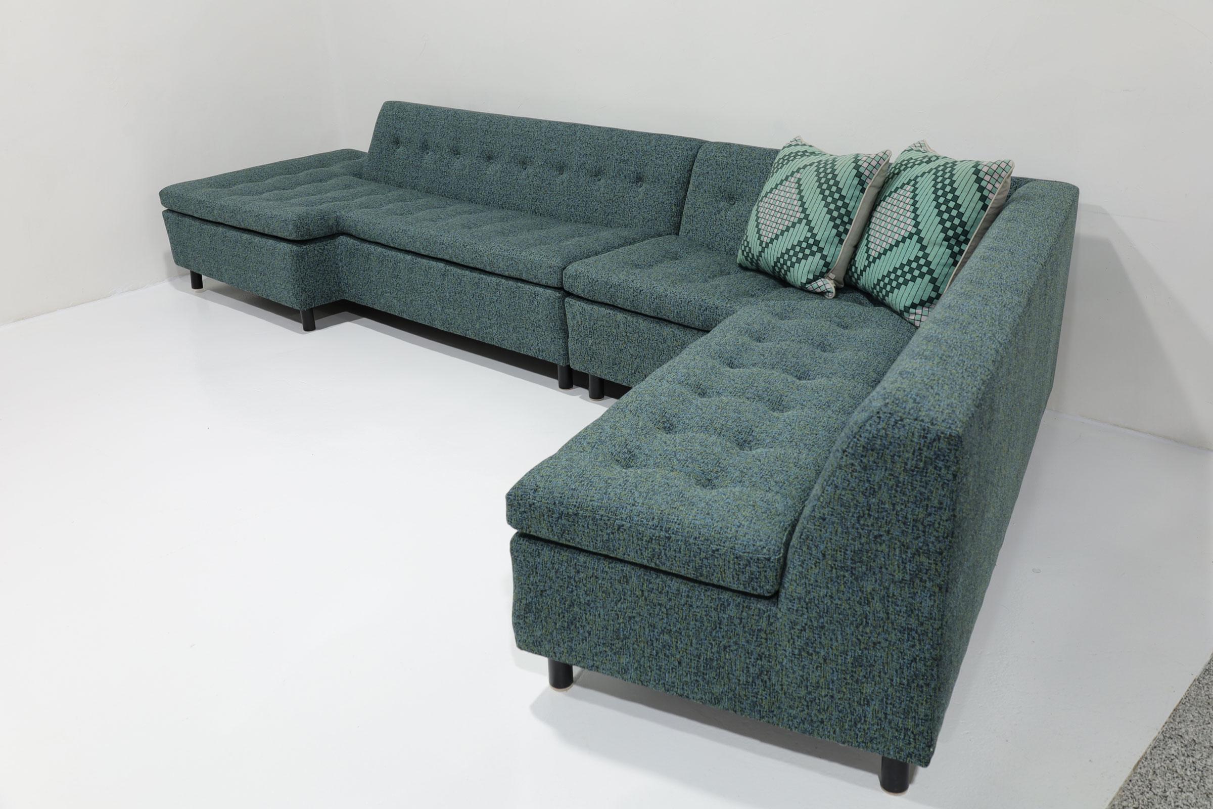 20th Century Harvey Probber Iconic Architectural Angle Sofa in Wool Upholstery For Sale