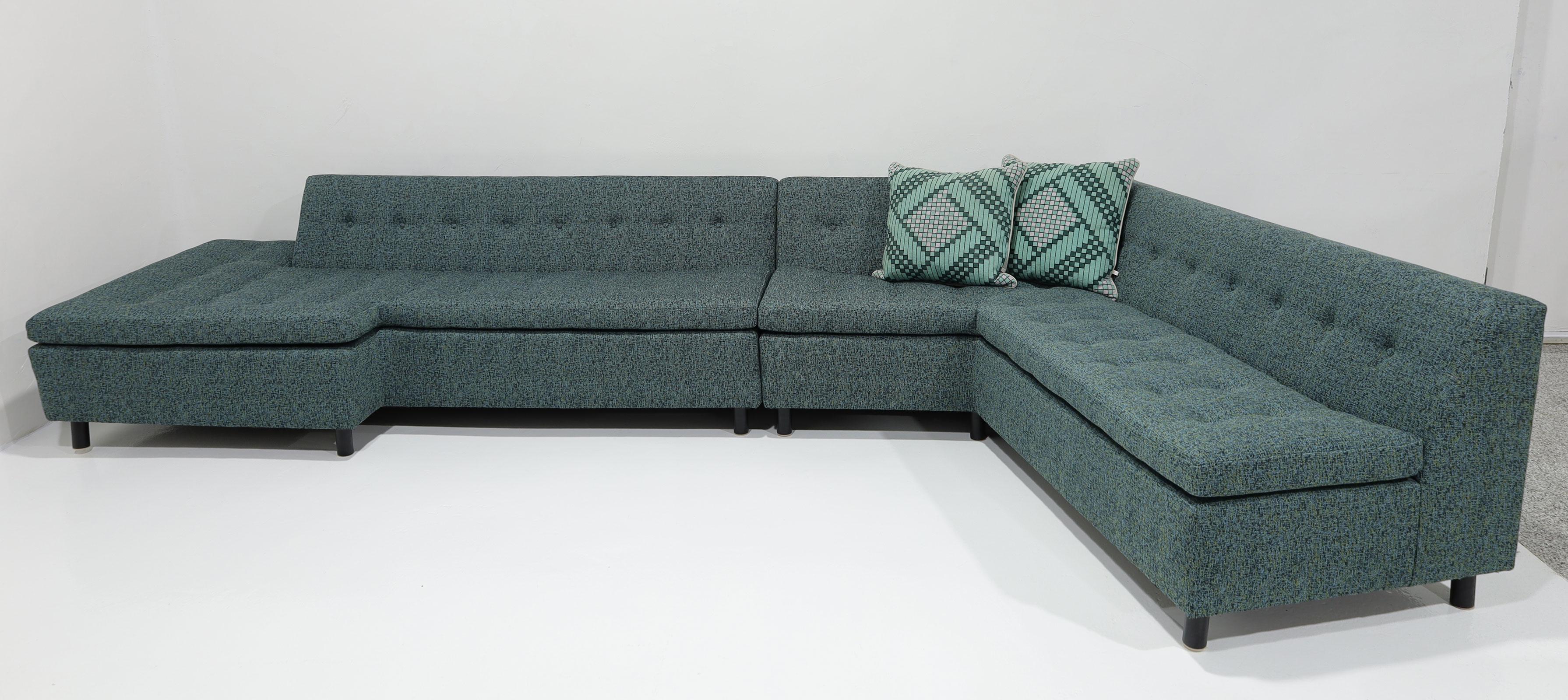 Harvey Probber Iconic Architectural Angle Sofa in Wool Upholstery For Sale 1