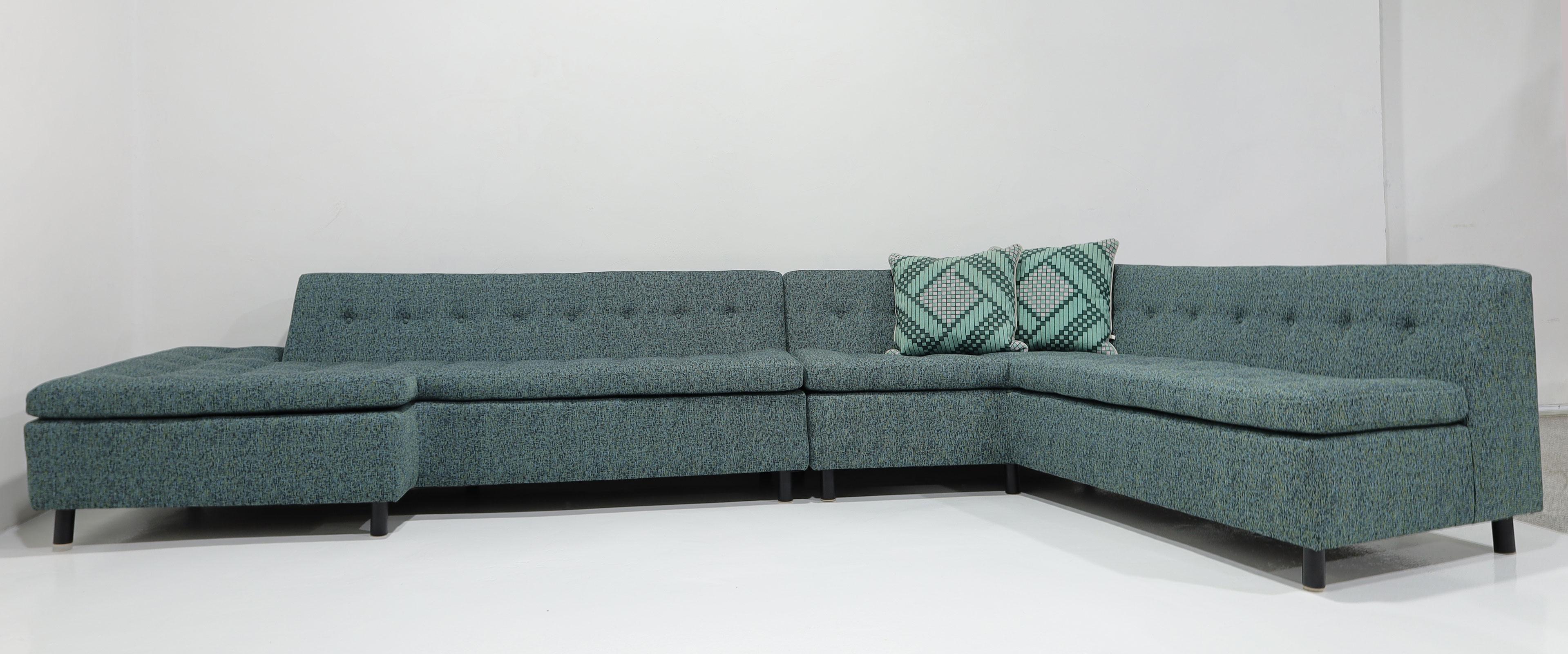 Harvey Probber Iconic Architectural Angle Sofa in Wool Upholstery For Sale 2