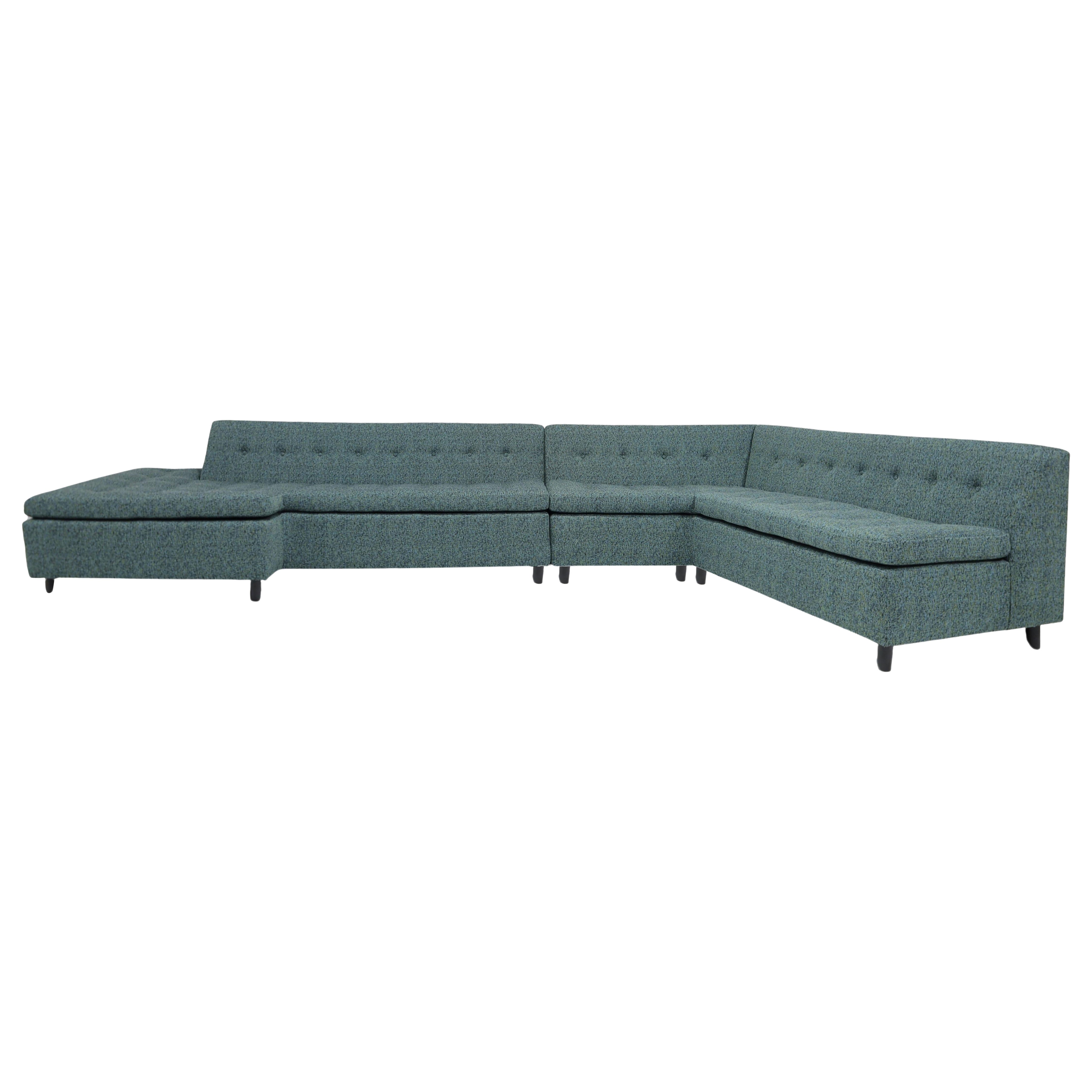 Harvey Probber Iconic Architectural Angle Sofa in Wool Upholstery