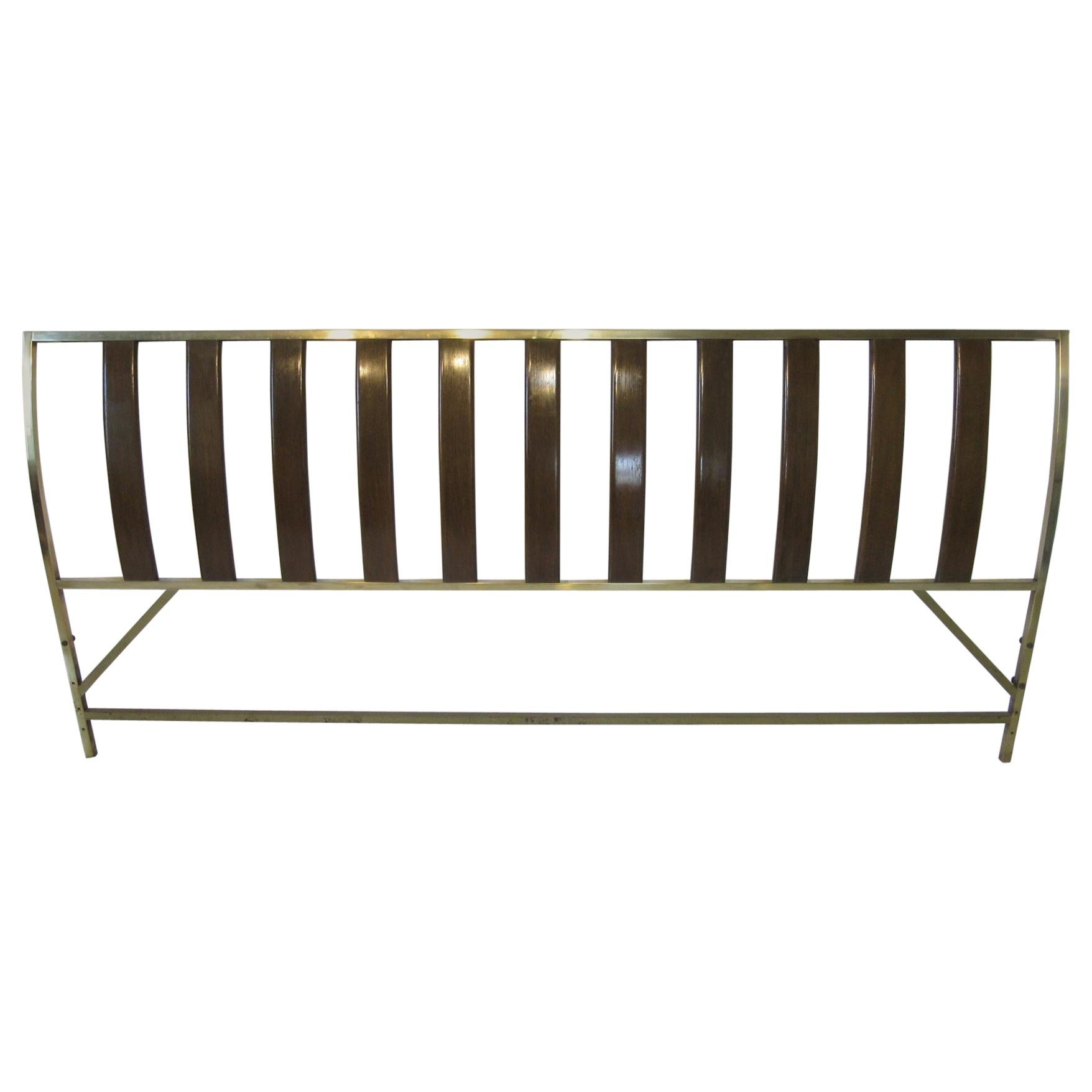 Harvey Probber King Brass and Mahogany Headboard