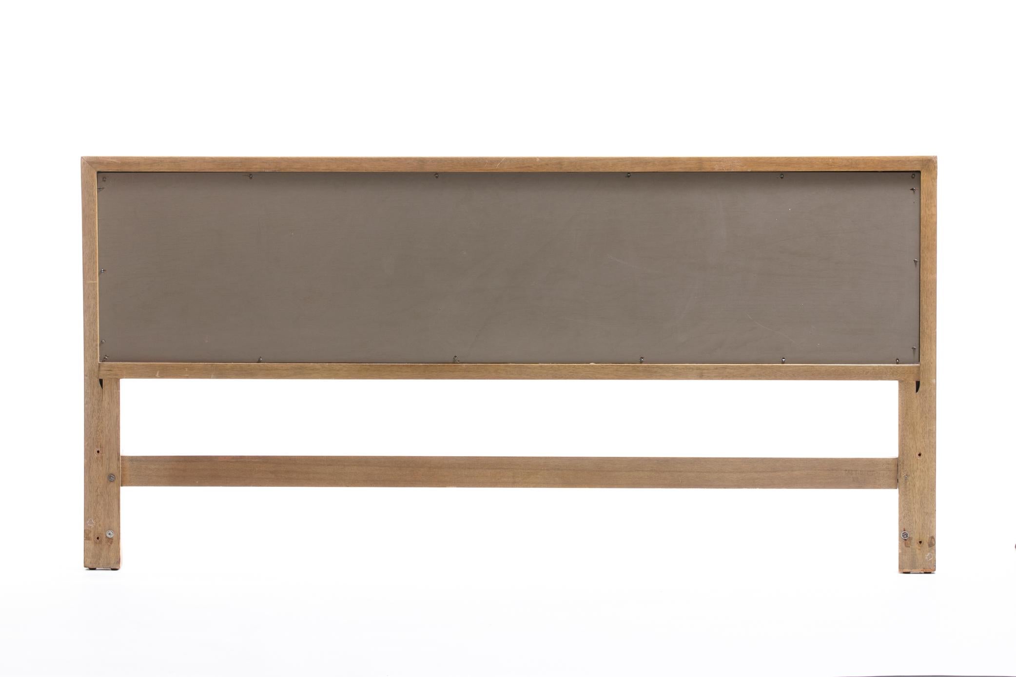 American Harvey Probber King Size Basket Weave Mahogany and Brass Headboard, circa 1950s
