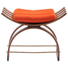 Harvey Probber Knights Mahogany Bench with Original Orange Cushion, circa 1959