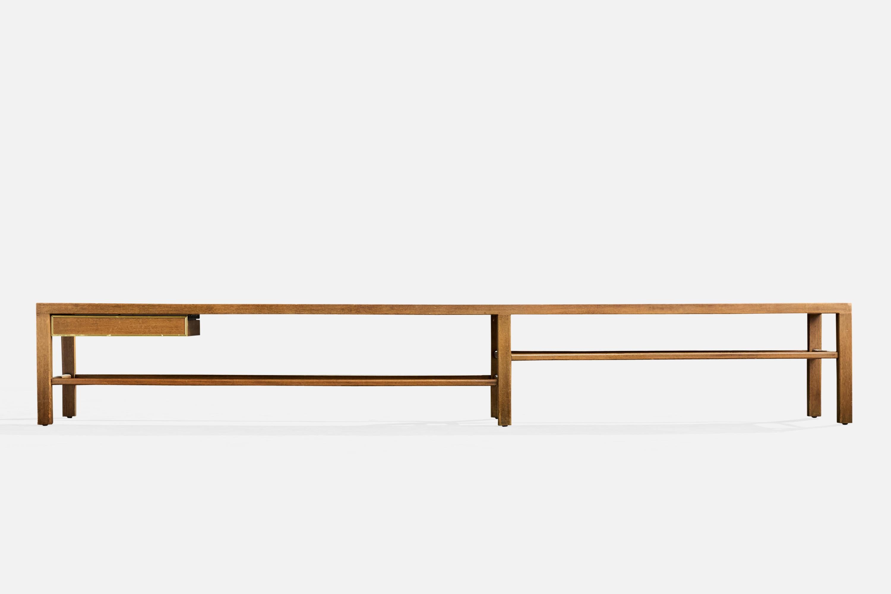 Harvey Probber, Large Bench, Mahogany, Brass, USA, 1960 (amerikanisch) im Angebot