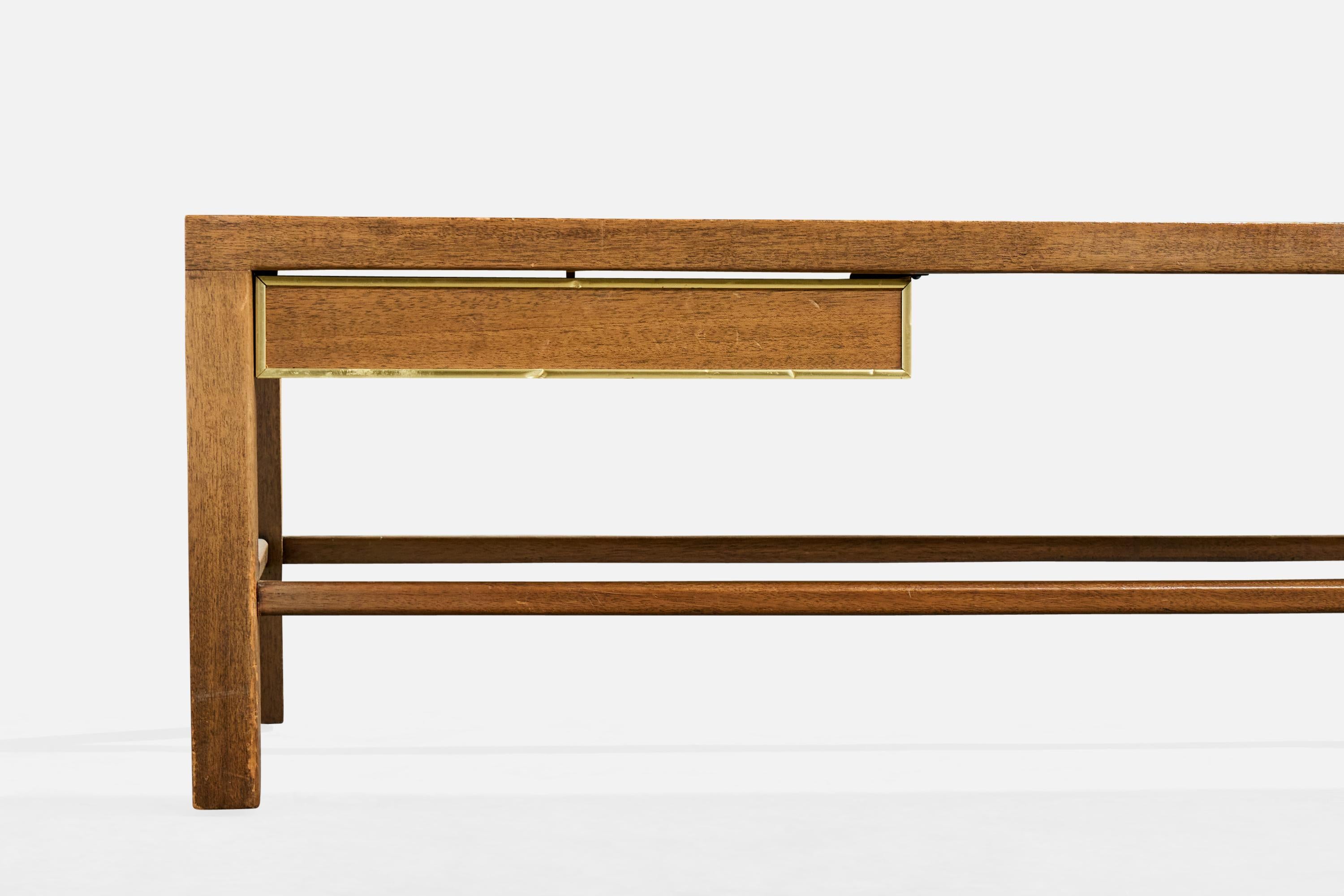 Harvey Probber, Large Bench, Mahogany, Brass, USA, 1960 (Mitte des 20. Jahrhunderts) im Angebot