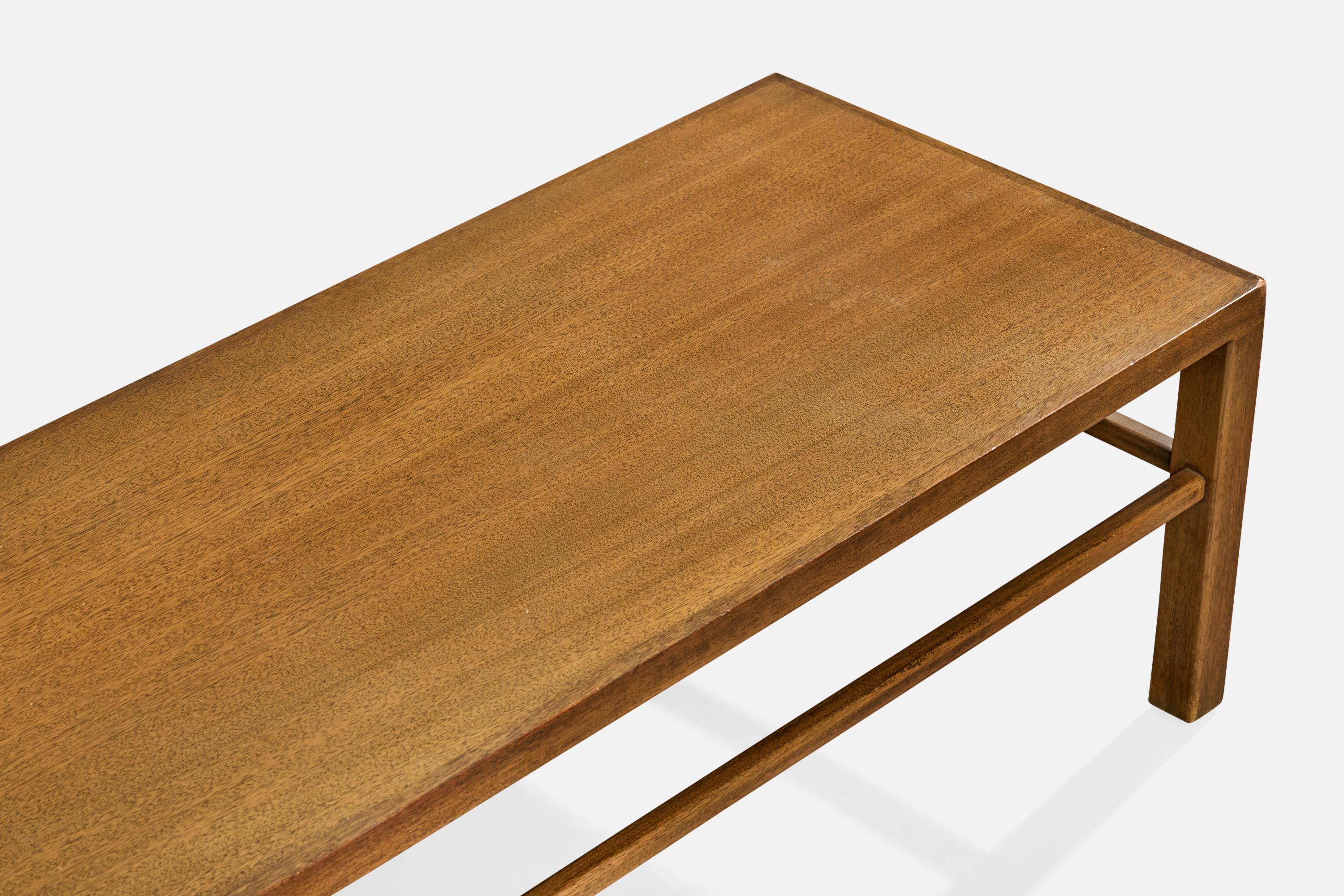 Harvey Probber, Large Bench, Mahogany, Brass, USA, 1960 im Angebot 1