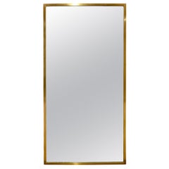 Harvey Probber Large Rectangular Mirror with Brass Frame, 1950s