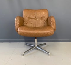 Harvey Probber Leather and Aluminum Executive Chair
