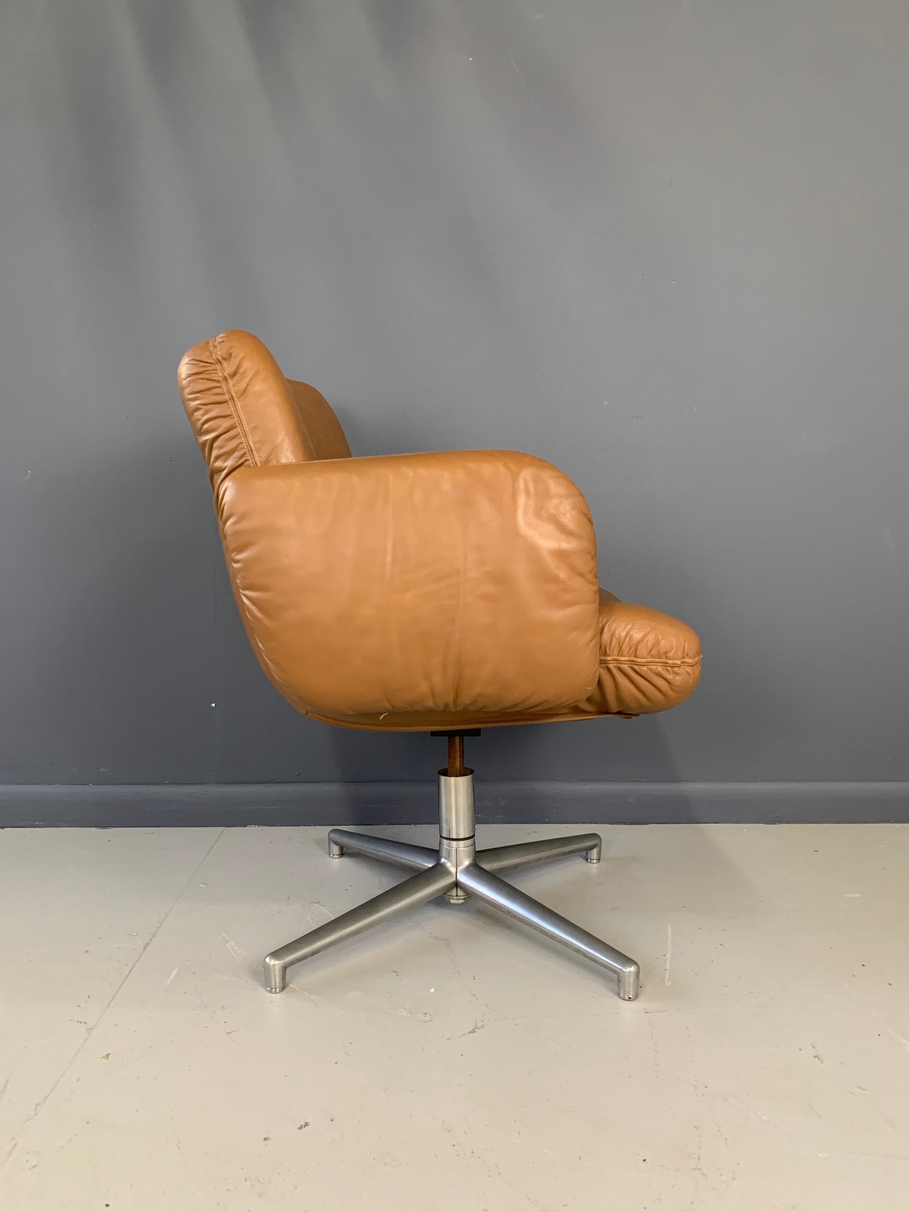North American Harvey Probber Leather and Aluminum Executive Chair