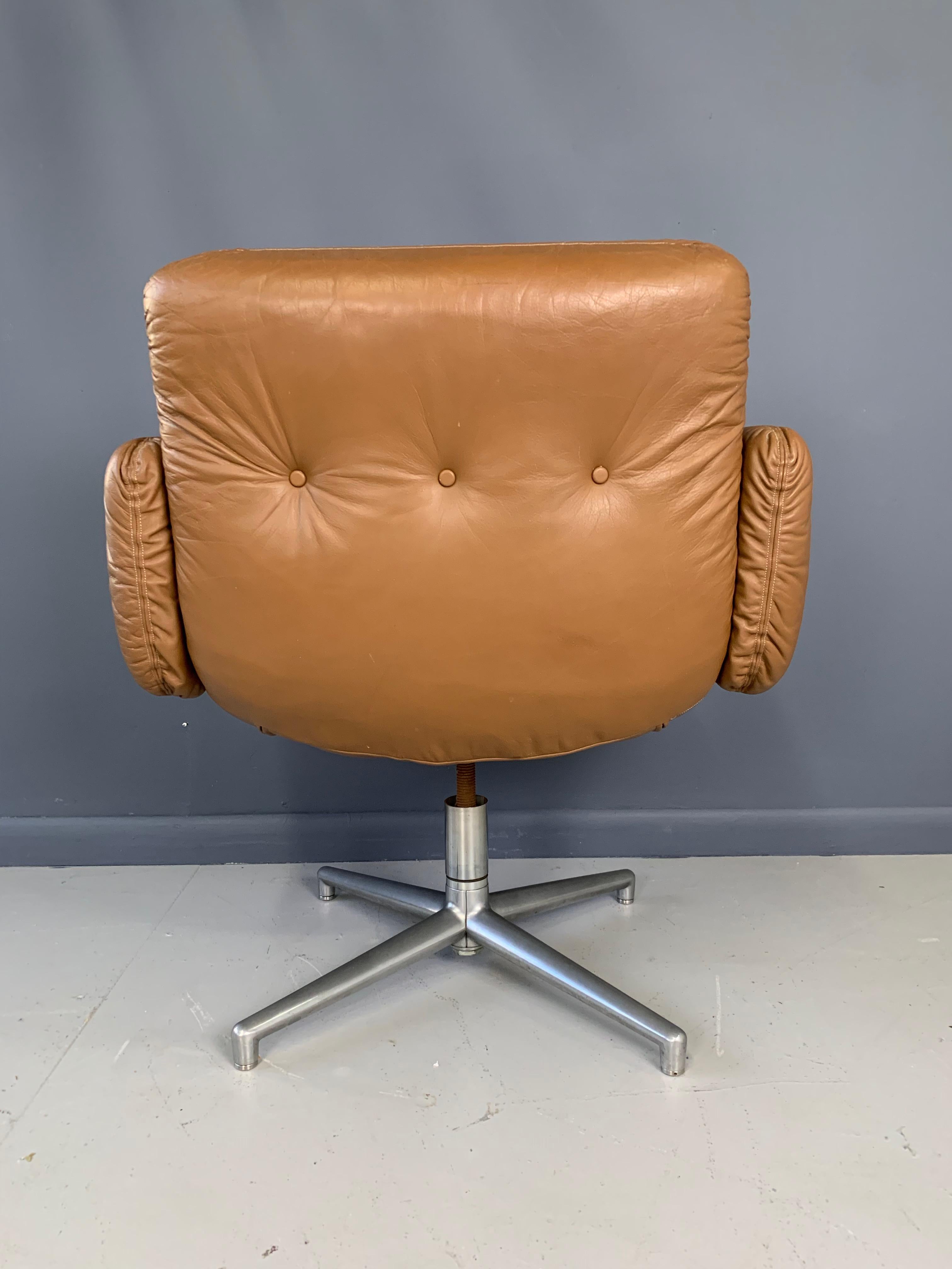 20th Century Harvey Probber Leather and Aluminum Executive Chair