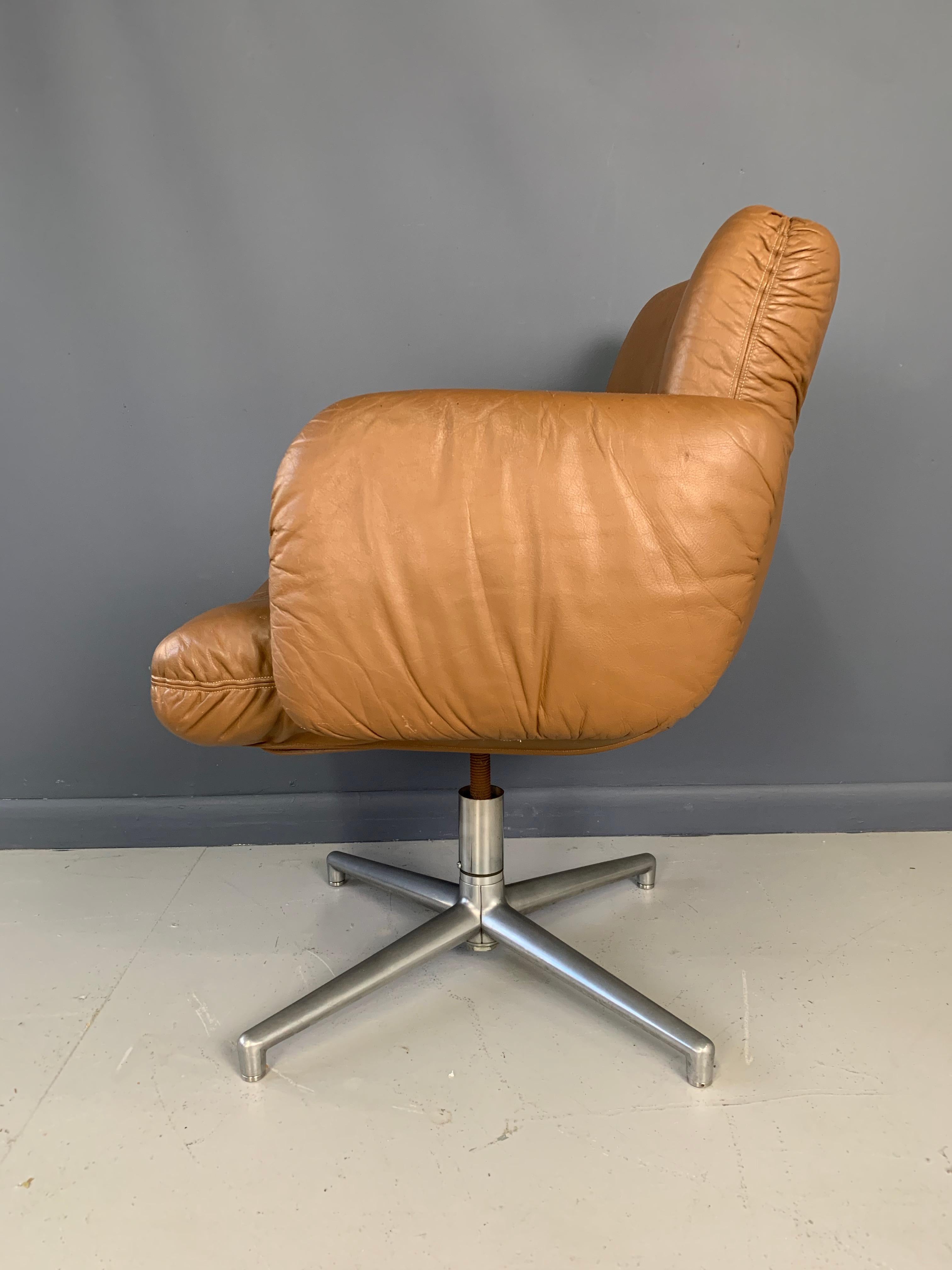 Harvey Probber Leather and Aluminum Executive Chair 1