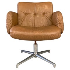 Retro Harvey Probber Leather and Aluminum Executive Chair