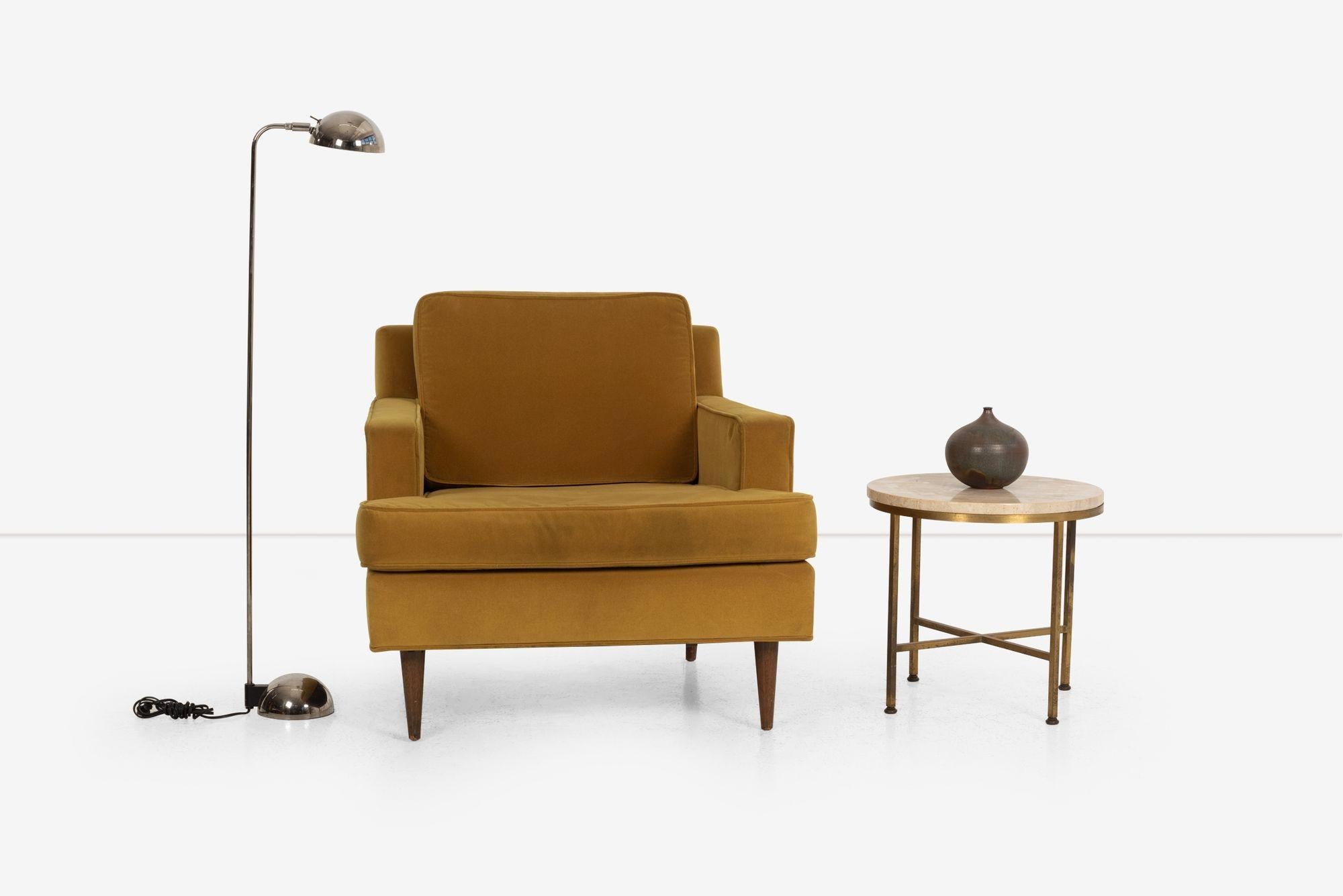 Harvey Probber Lounge Chair (1955)
This classic lounge chair by Harvey Probber features gently used mohair upholstery, providing luxurious comfort and style. It includes a loose cushion for the seat and back, supported by solid walnut legs,