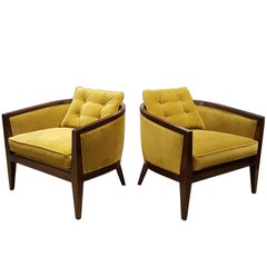 Harvey Probber Lounge Chairs in Tea Green Velvet, 1960s